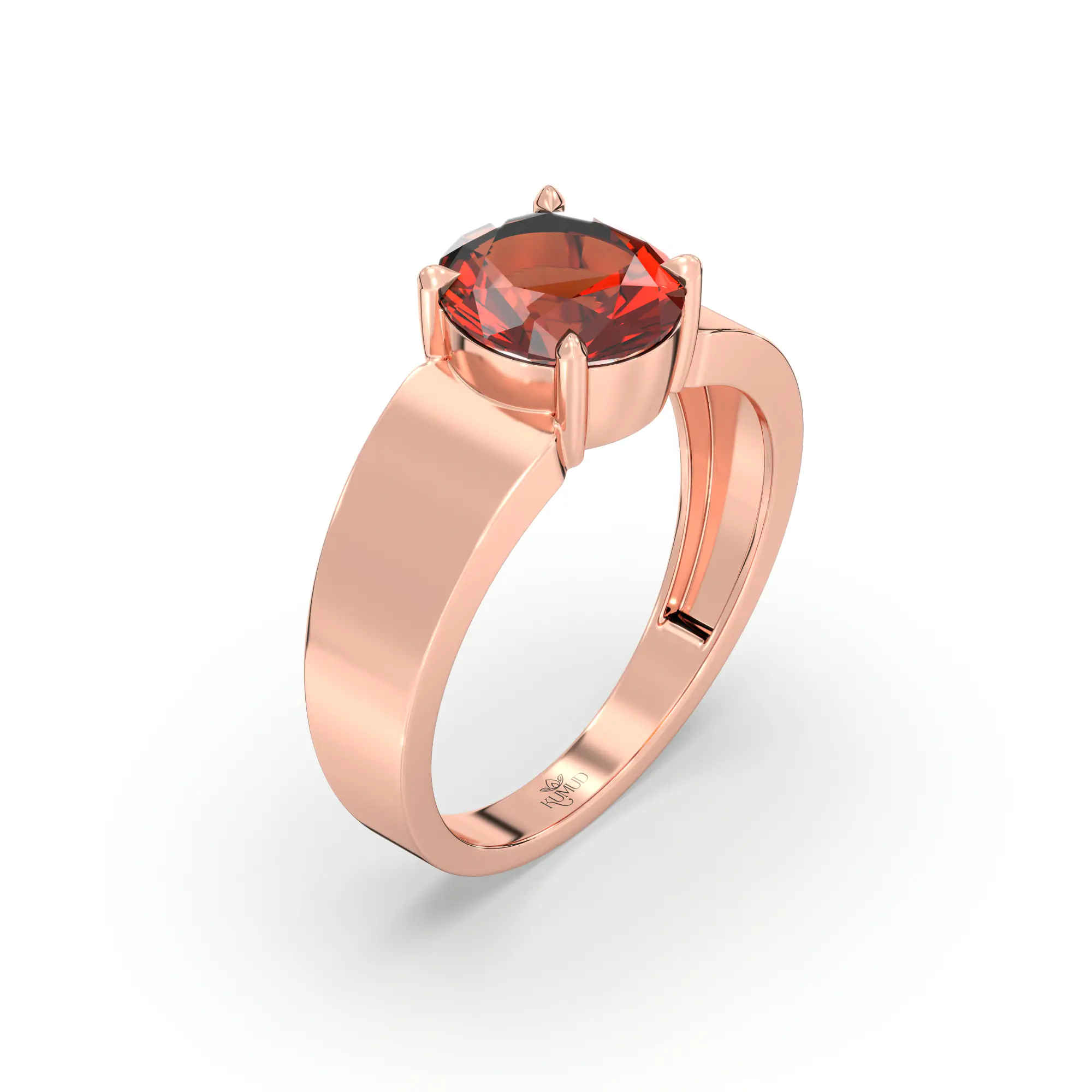 Hessonite (Gomed) Ring for Men in 18K Rose Gold – Oval 9x8 mm, Prong Setting, 8 g (Design K16A-7) thumbnail