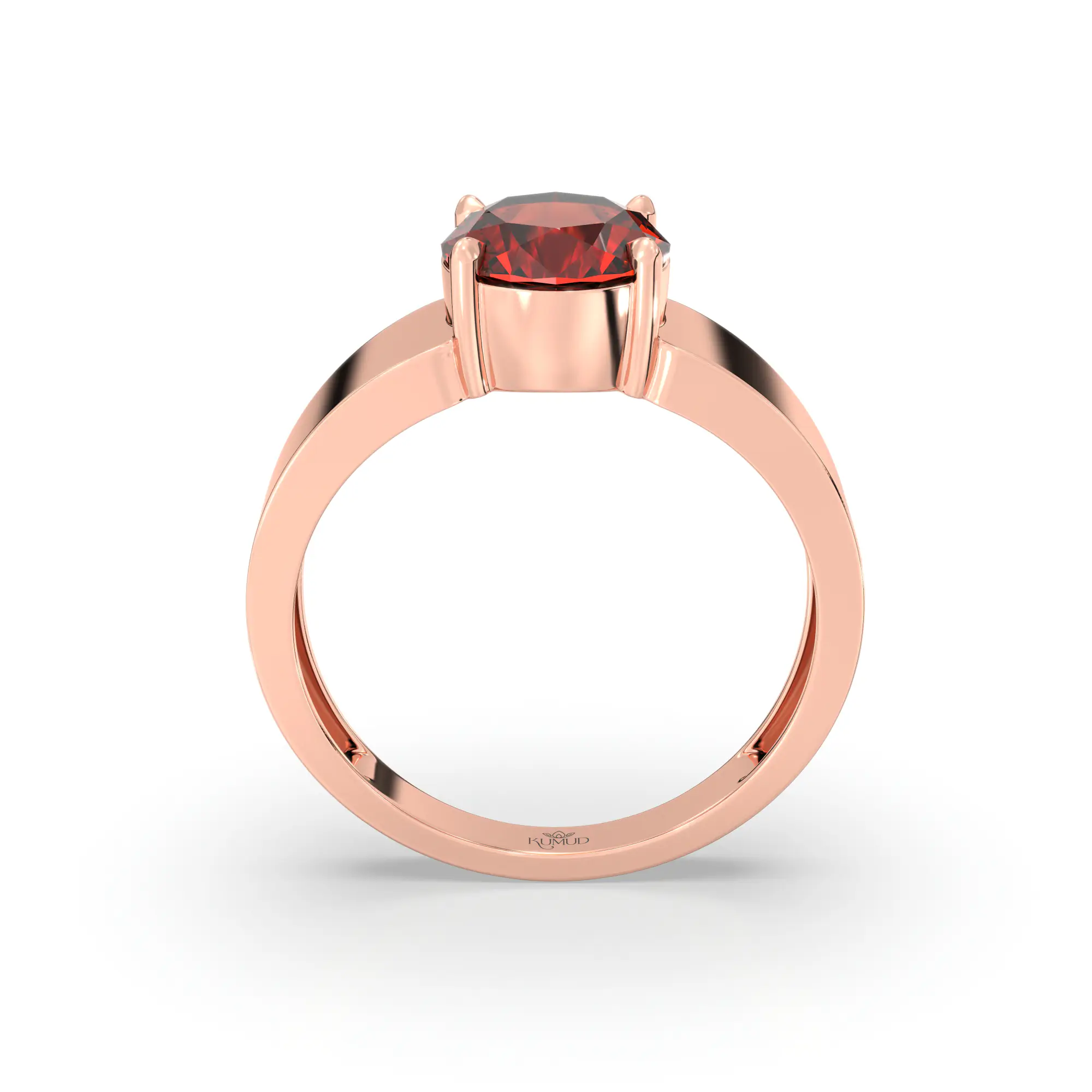 Hessonite (Gomed) Ring for Men in 18K Rose Gold – Oval 9x8 mm, Prong Setting, 8 g (Design K16A-7) thumbnail