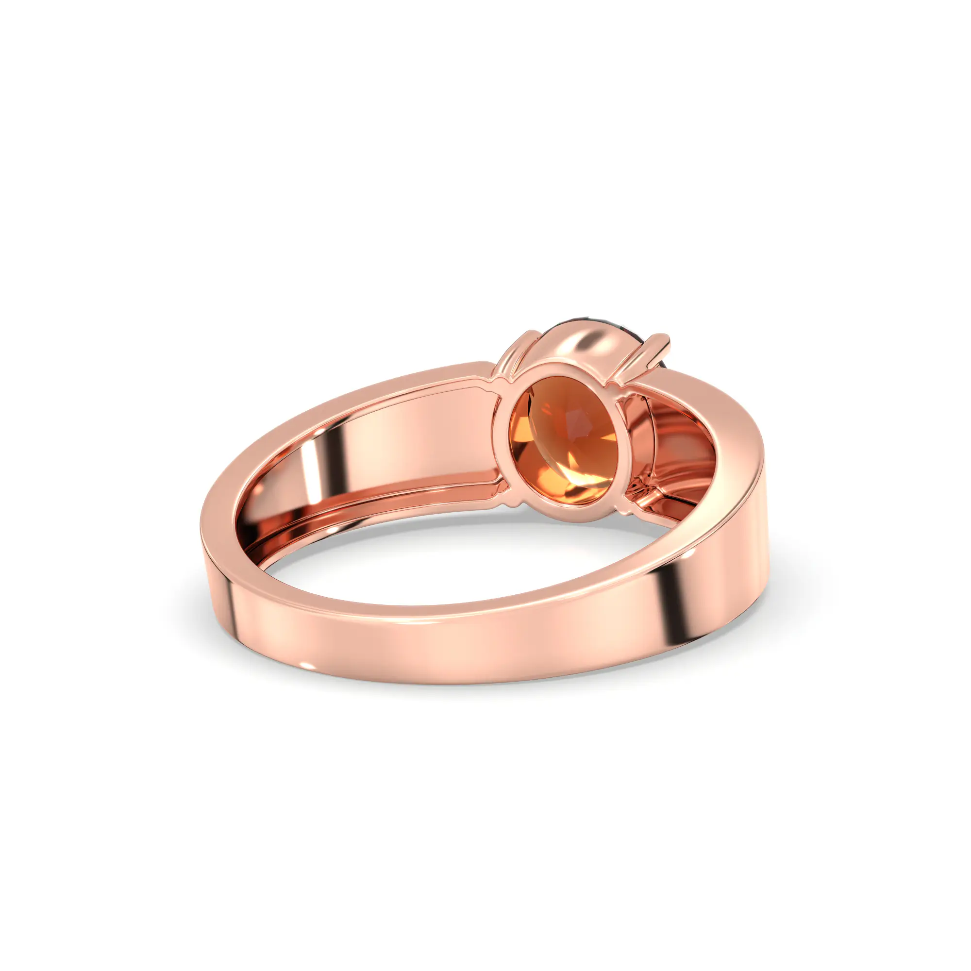 Hessonite (Gomed) Ring for Men in 18K Rose Gold – Oval 9x8 mm, Prong Setting, 8 g (Design K16A-7) thumbnail