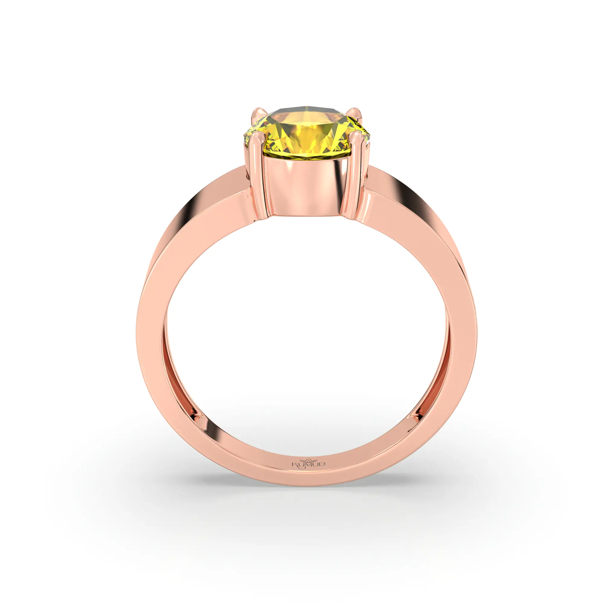 Yellow Sapphire (Pukhraj) Ring for Men in 18K Rose Gold – Oval 9x8 mm, Prong Setting, 8 g (Design K16A-7) thumbnail