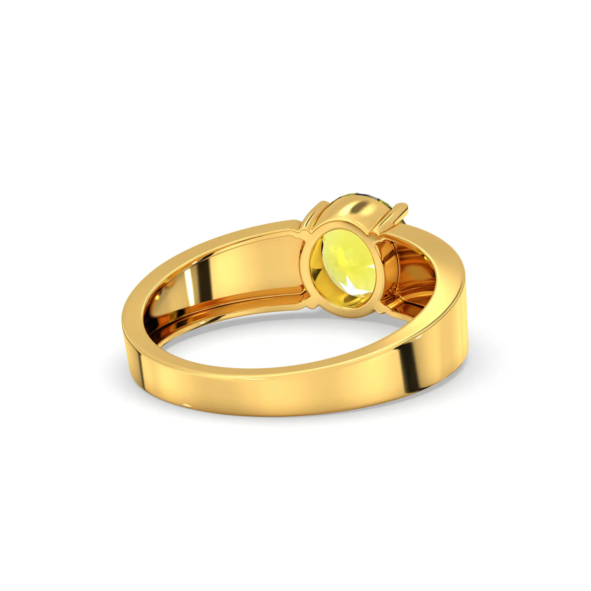 Yellow Sapphire (Pukhraj) Ring for Men in 22K Yellow Gold – Oval 9x8 mm, Prong Setting, 8 g (Design K16A-7) thumbnail