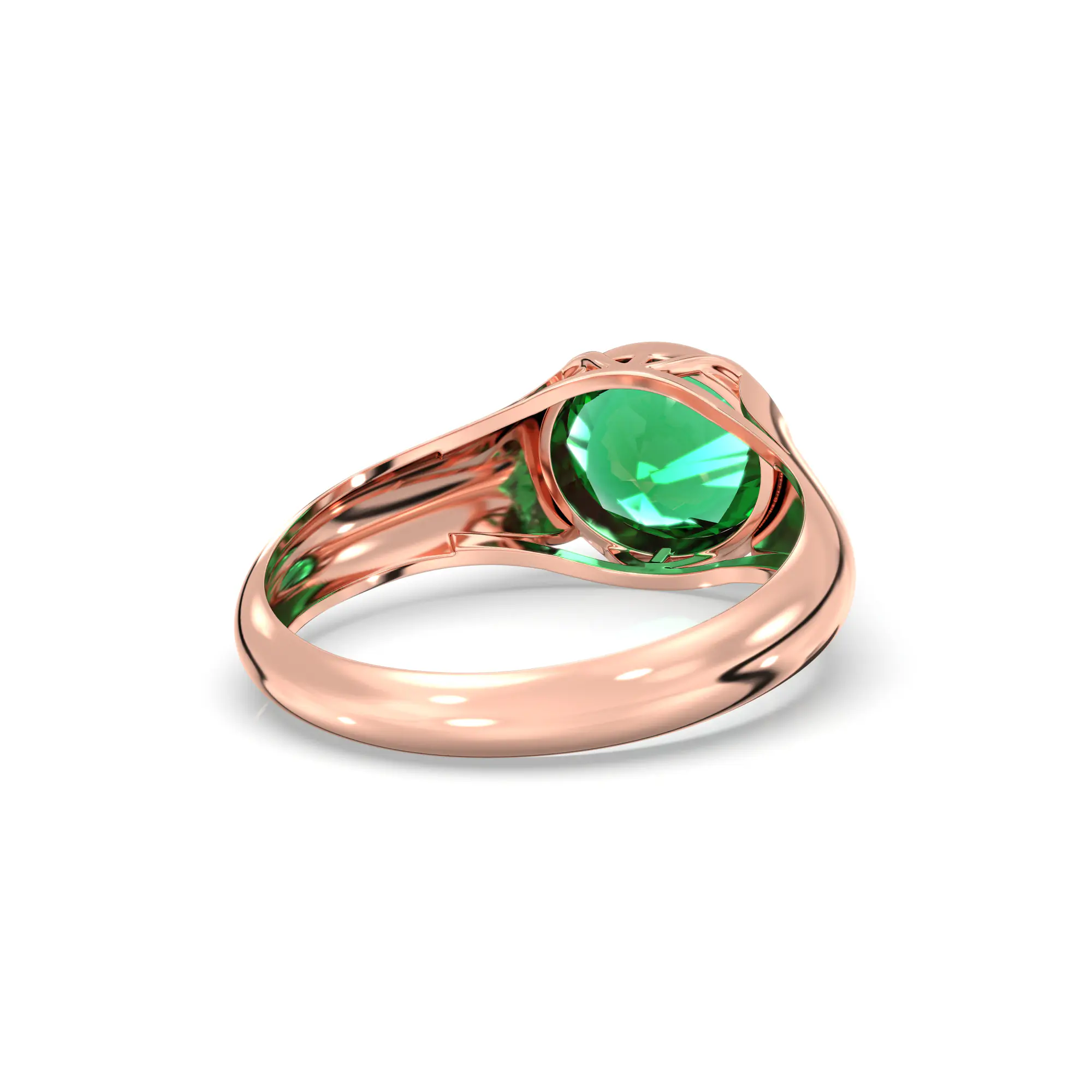 Emerald (Panna) Ring for Men in 18K Rose Gold – Oval 9x8 mm, Prong Setting, 8 g (Design K16A-8) thumbnail