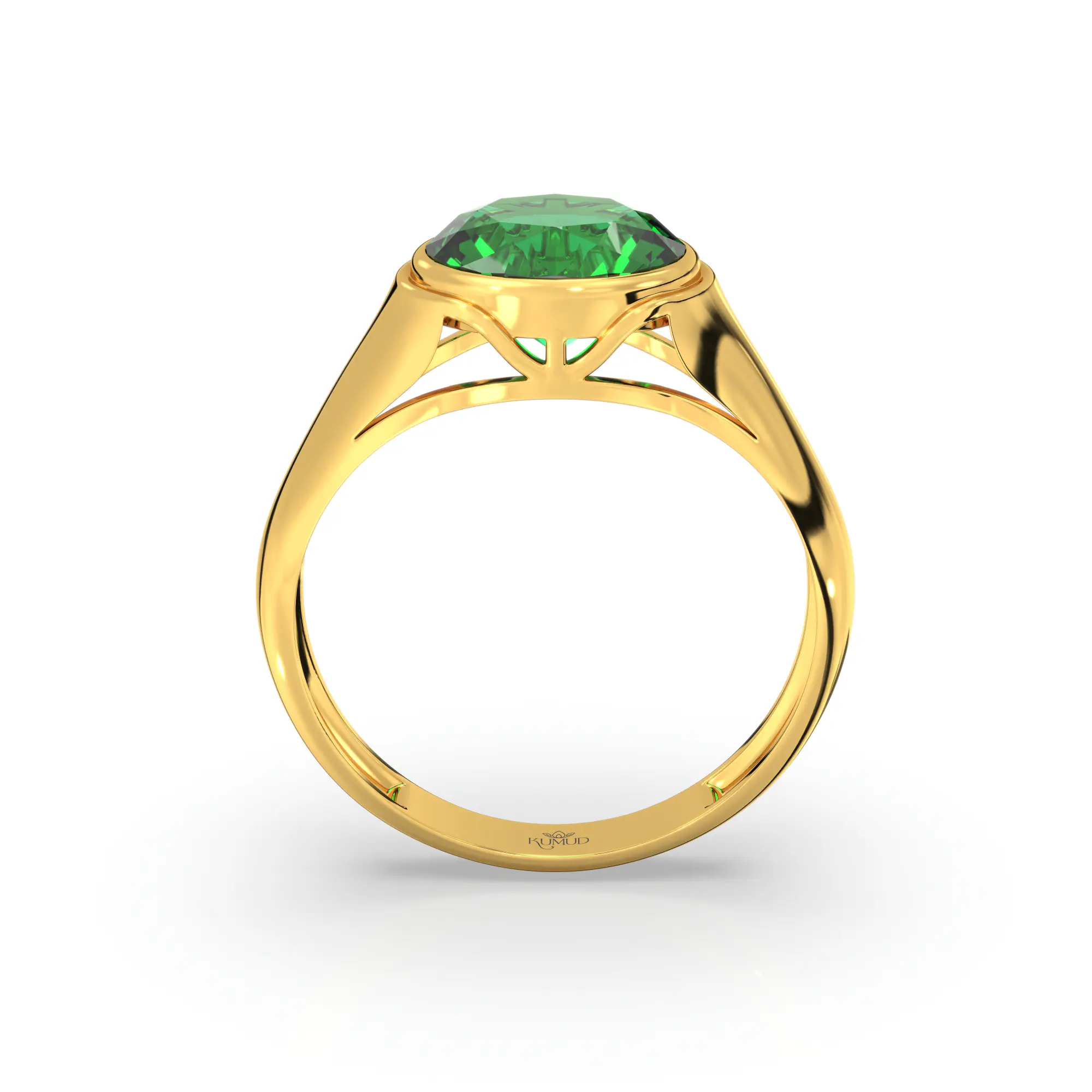 Emerald (Panna) Ring for Men in 22K Yellow Gold – Oval 9x8 mm, Prong Setting, 8 g (Design K16A-8) thumbnail