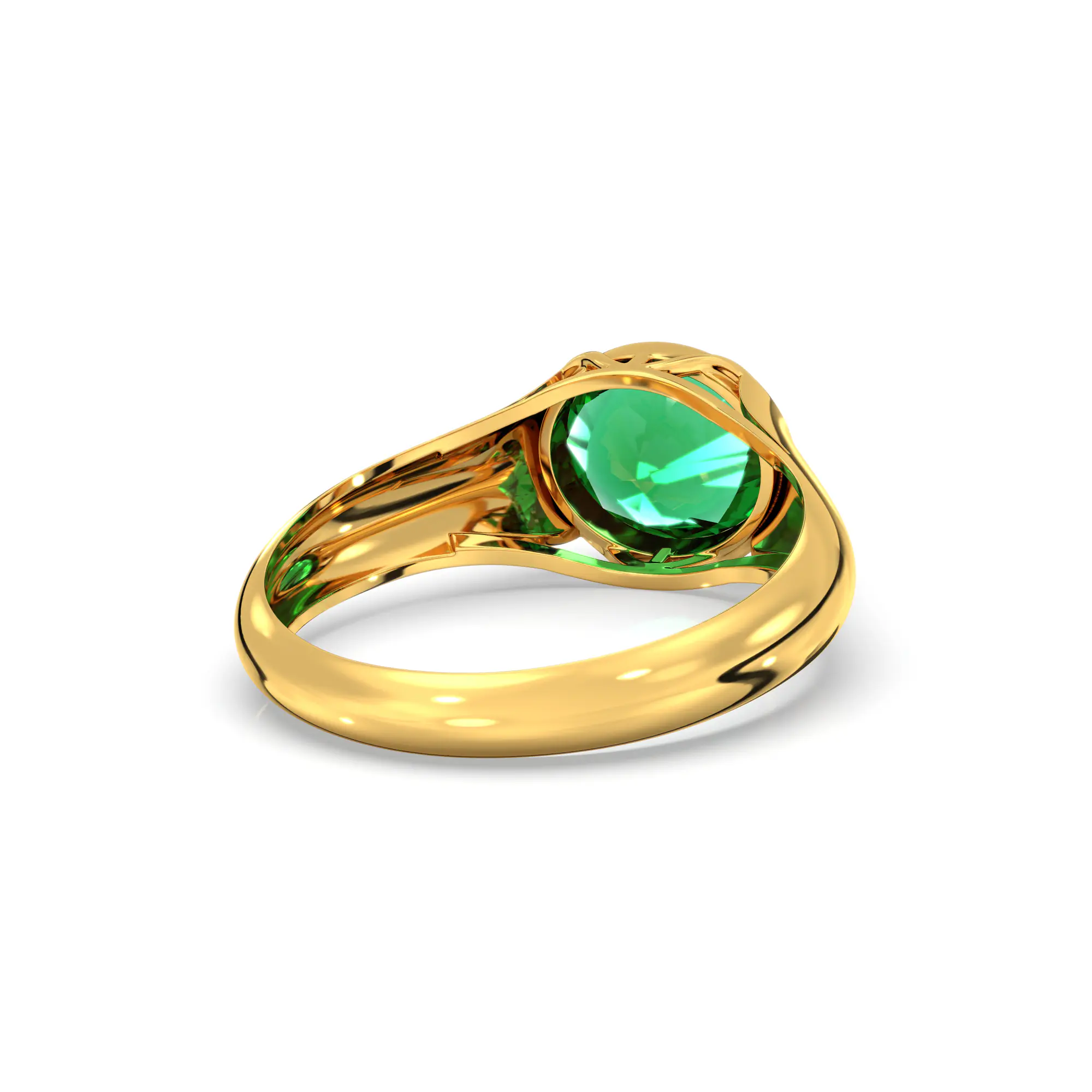 Emerald (Panna) Ring for Men in 22K Yellow Gold – Oval 9x8 mm, Prong Setting, 8 g (Design K16A-8) thumbnail