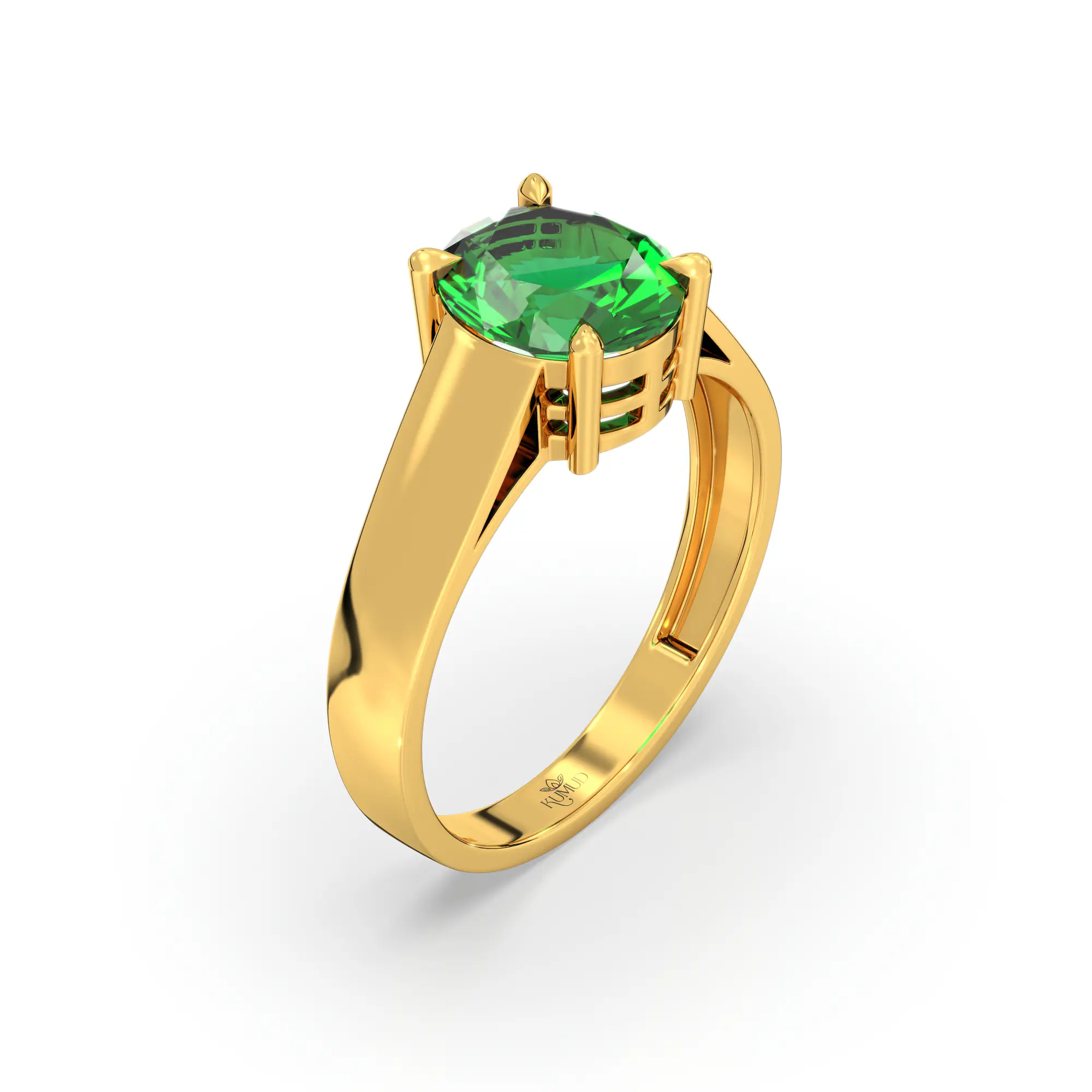 Emerald (Panna) Ring for Men in 22K Yellow Gold – Oval 9x8 mm, Prong Setting, 8 g (Design K16A-9) thumbnail