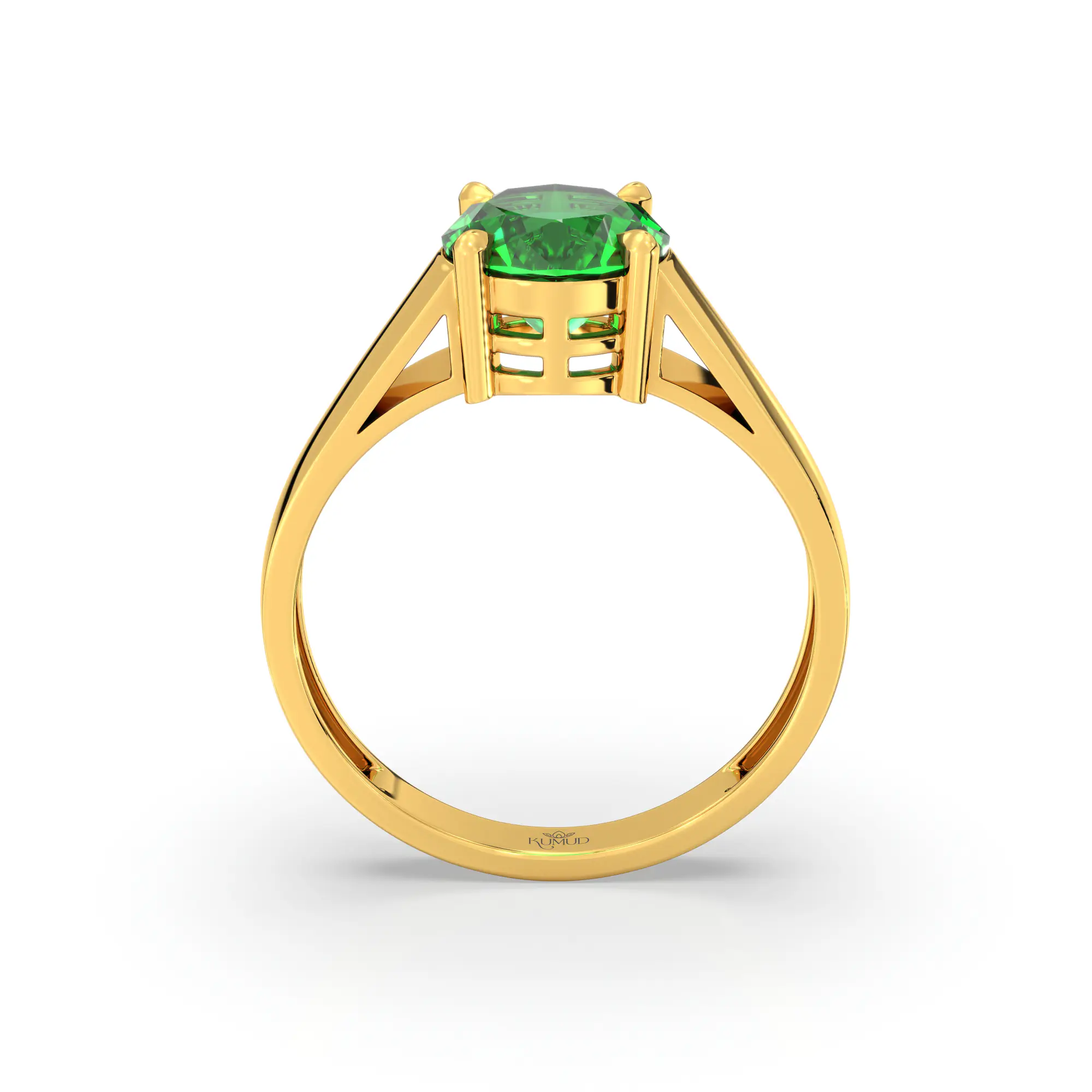 Emerald (Panna) Ring for Men in 22K Yellow Gold – Oval 9x8 mm, Prong Setting, 8 g (Design K16A-9) thumbnail