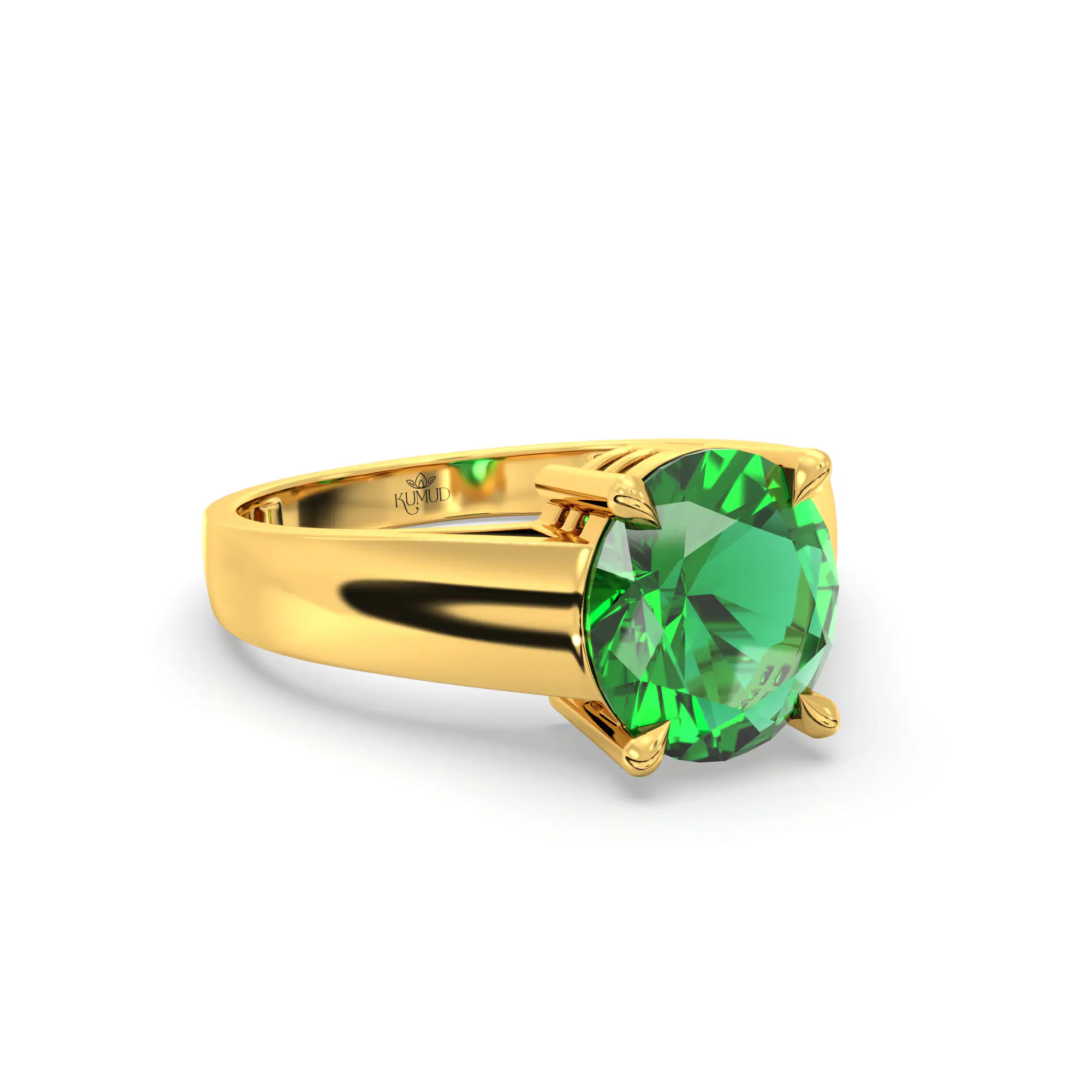Emerald (Panna) Ring for Men in 22K Yellow Gold – Oval 9x8 mm, Prong Setting, 8 g (Design K16A-9) thumbnail