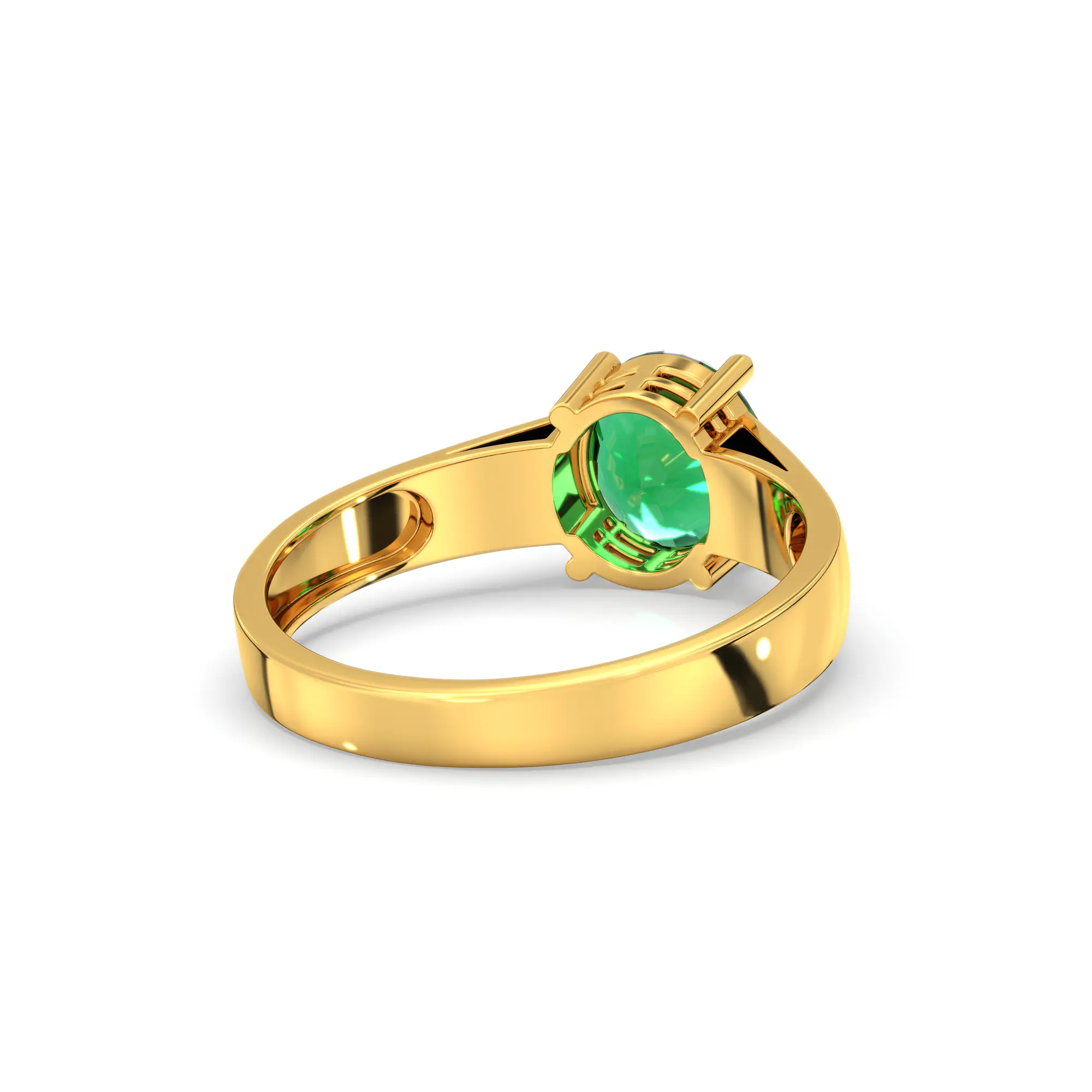 Emerald (Panna) Ring for Men in 22K Yellow Gold – Oval 9x8 mm, Prong Setting, 8 g (Design K16A-9) thumbnail