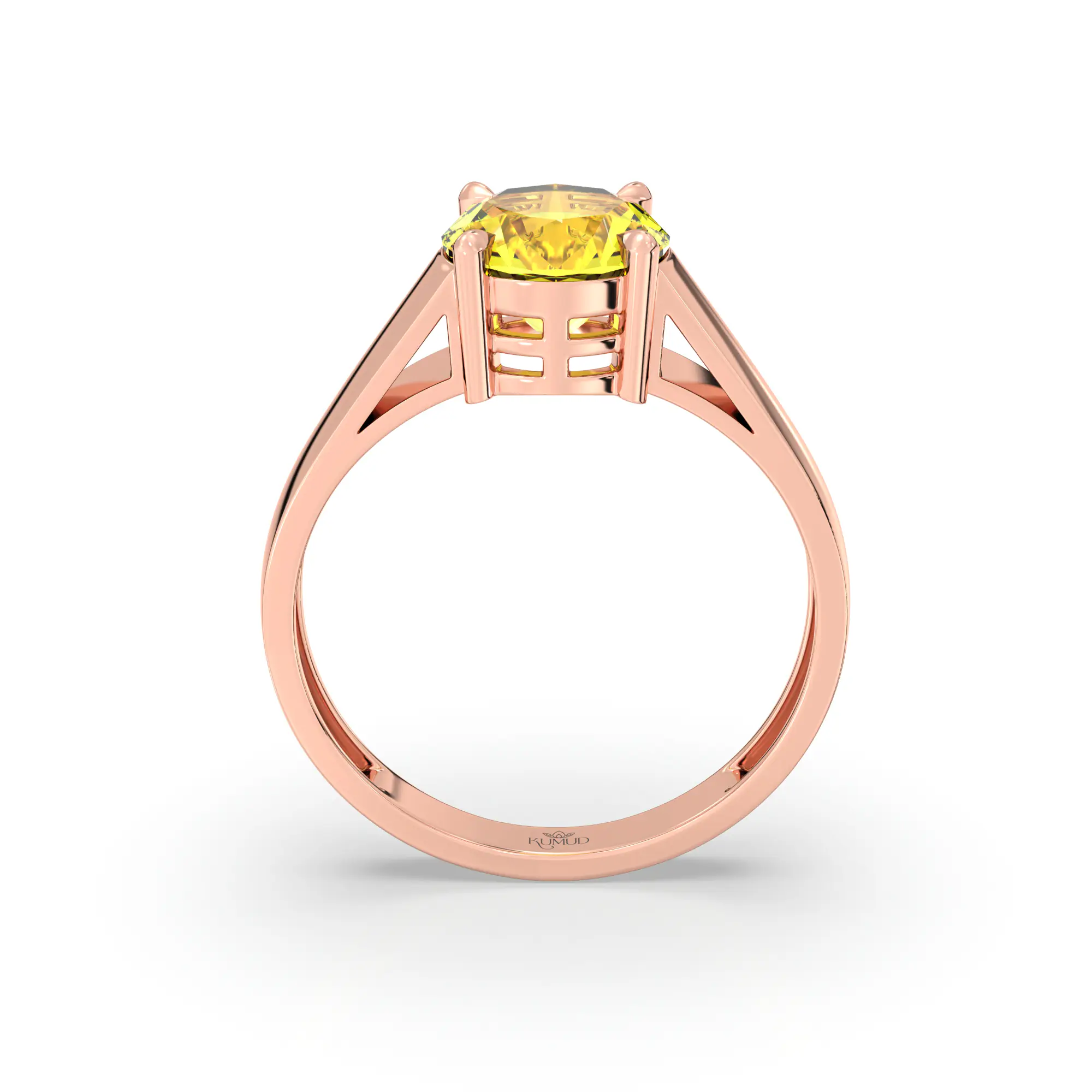 Yellow Sapphire (Pukhraj) Ring for Men in 18K Rose Gold – Oval 9x8 mm, Prong Setting, 8 g (Design K16A-9) thumbnail