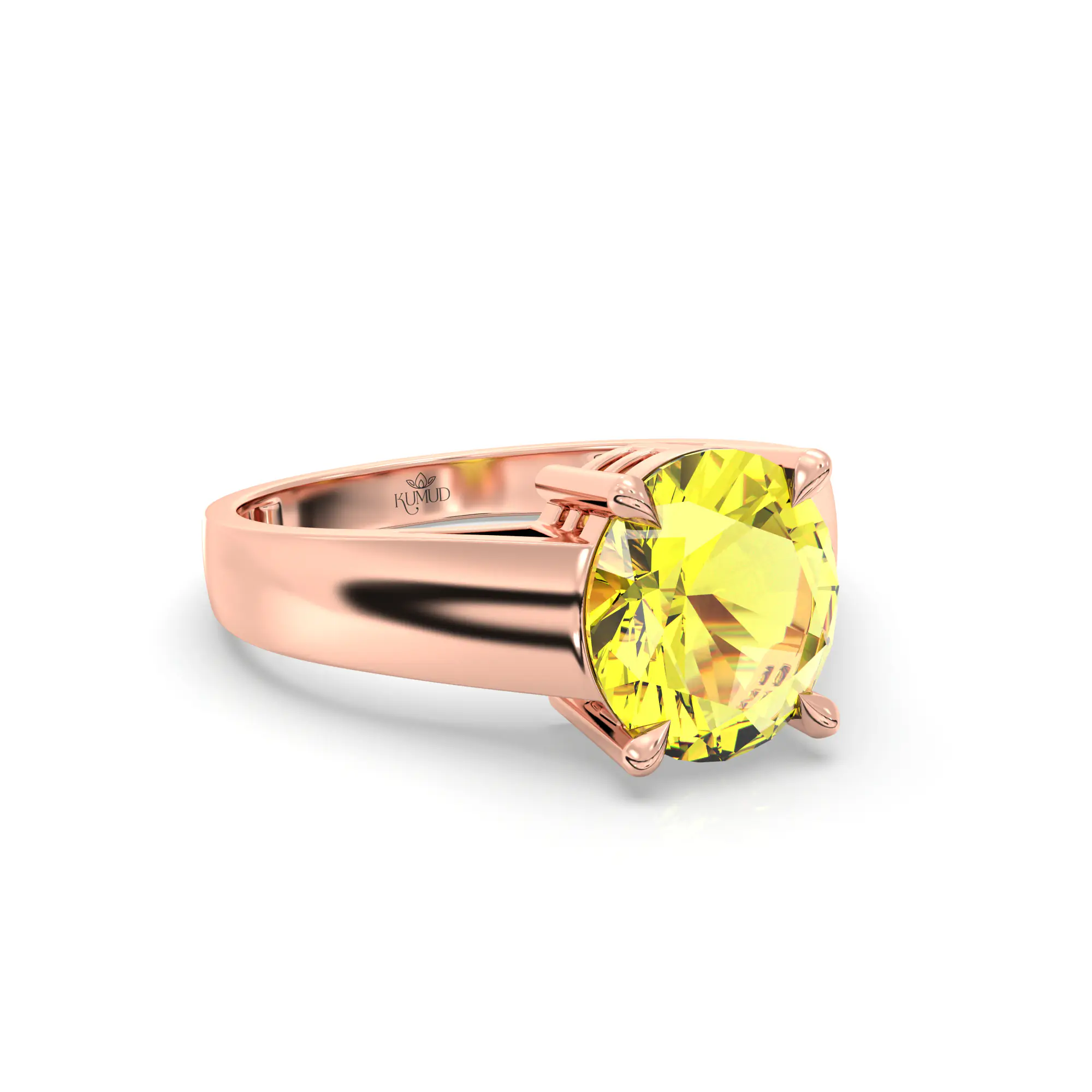Yellow Sapphire (Pukhraj) Ring for Men in 18K Rose Gold – Oval 9x8 mm, Prong Setting, 8 g (Design K16A-9) thumbnail