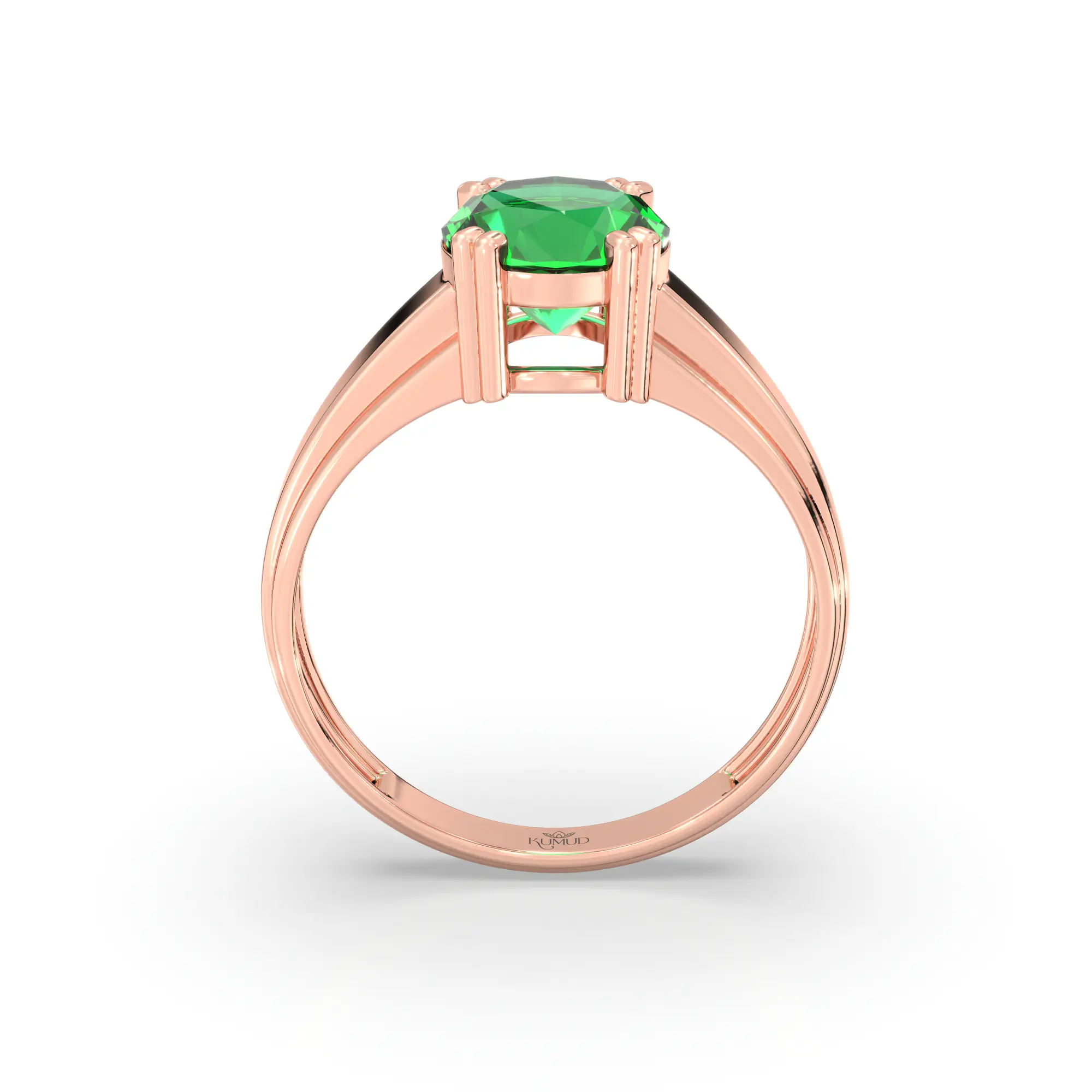 Emerald (Panna) Ring for Men in 18K Rose Gold – Oval 9x8 mm, Prong Setting, 6 g (Design K16A-10) thumbnail