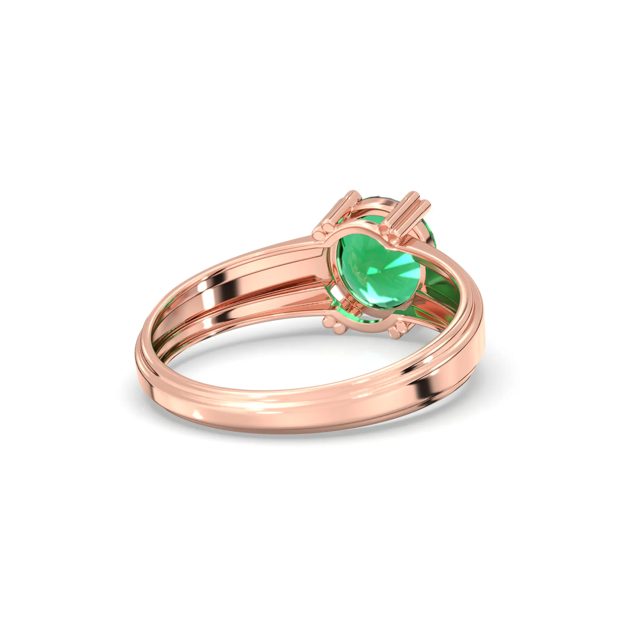 Emerald (Panna) Ring for Men in 18K Rose Gold – Oval 9x8 mm, Prong Setting, 6 g (Design K16A-10) thumbnail
