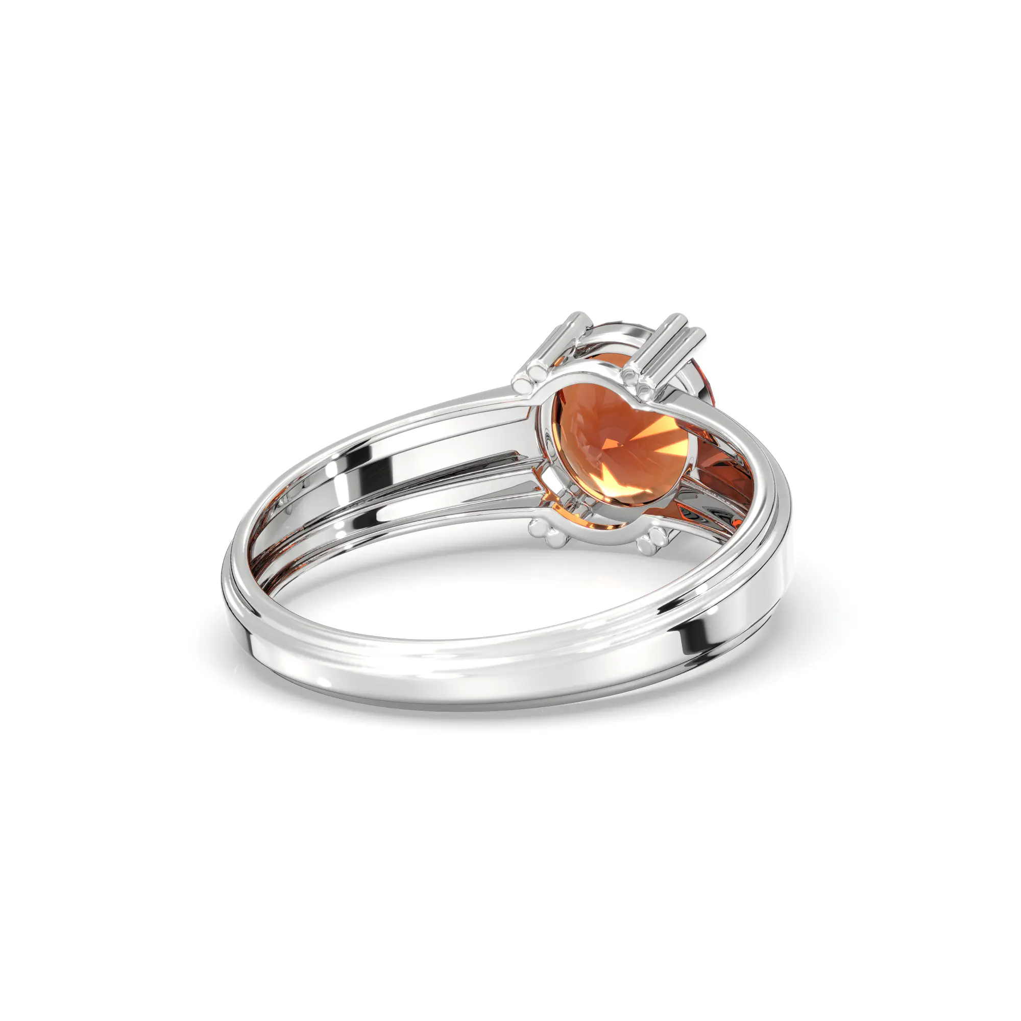 Hessonite (Gomed) Ring for Men in 18K White Gold – Oval 9x8 mm, Prong Setting, 6 g (Design K16A-10) thumbnail