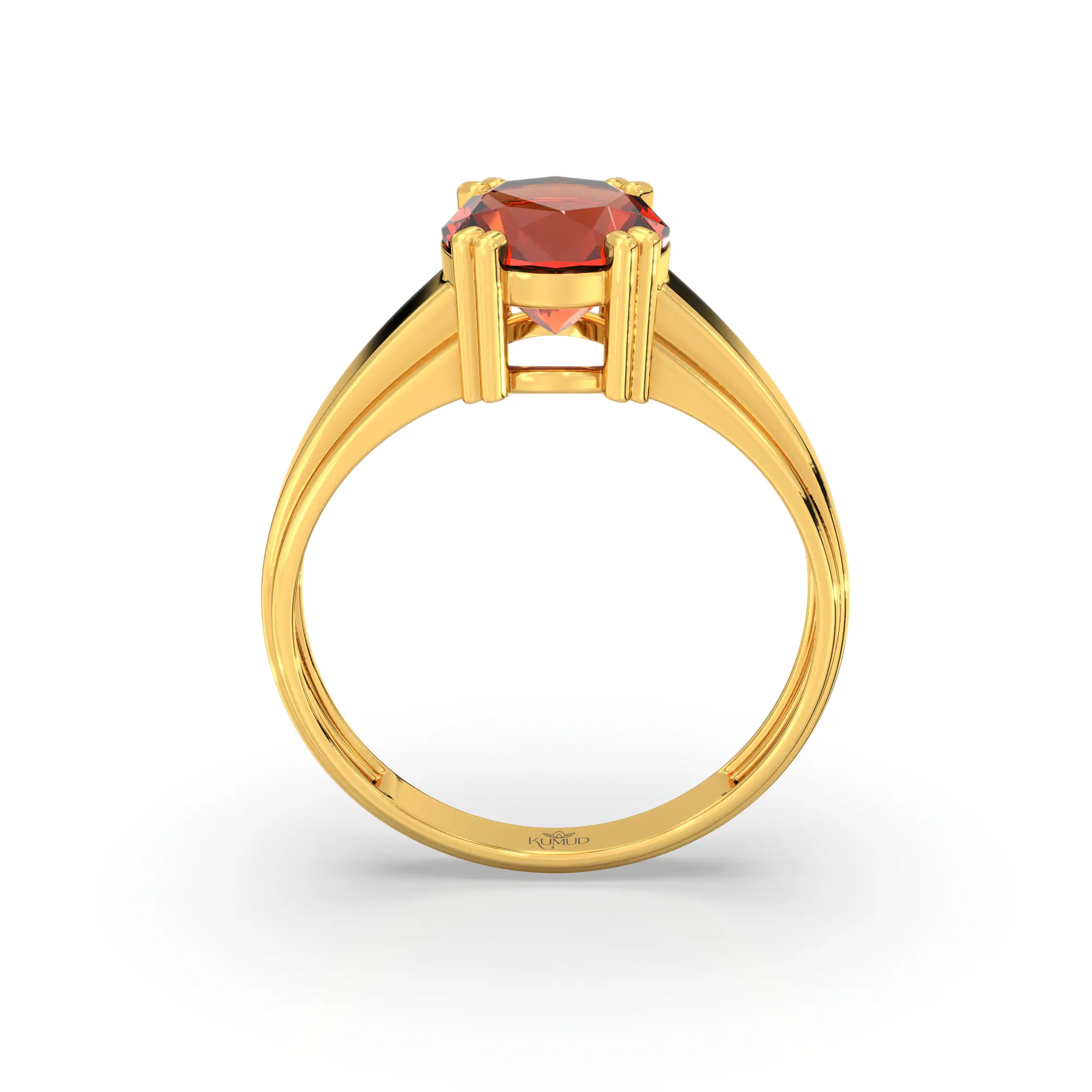 Hessonite (Gomed) Ring for Men in 22K Yellow Gold – Oval 9x8 mm, Prong Setting, 6 g (Design K16A-10) thumbnail