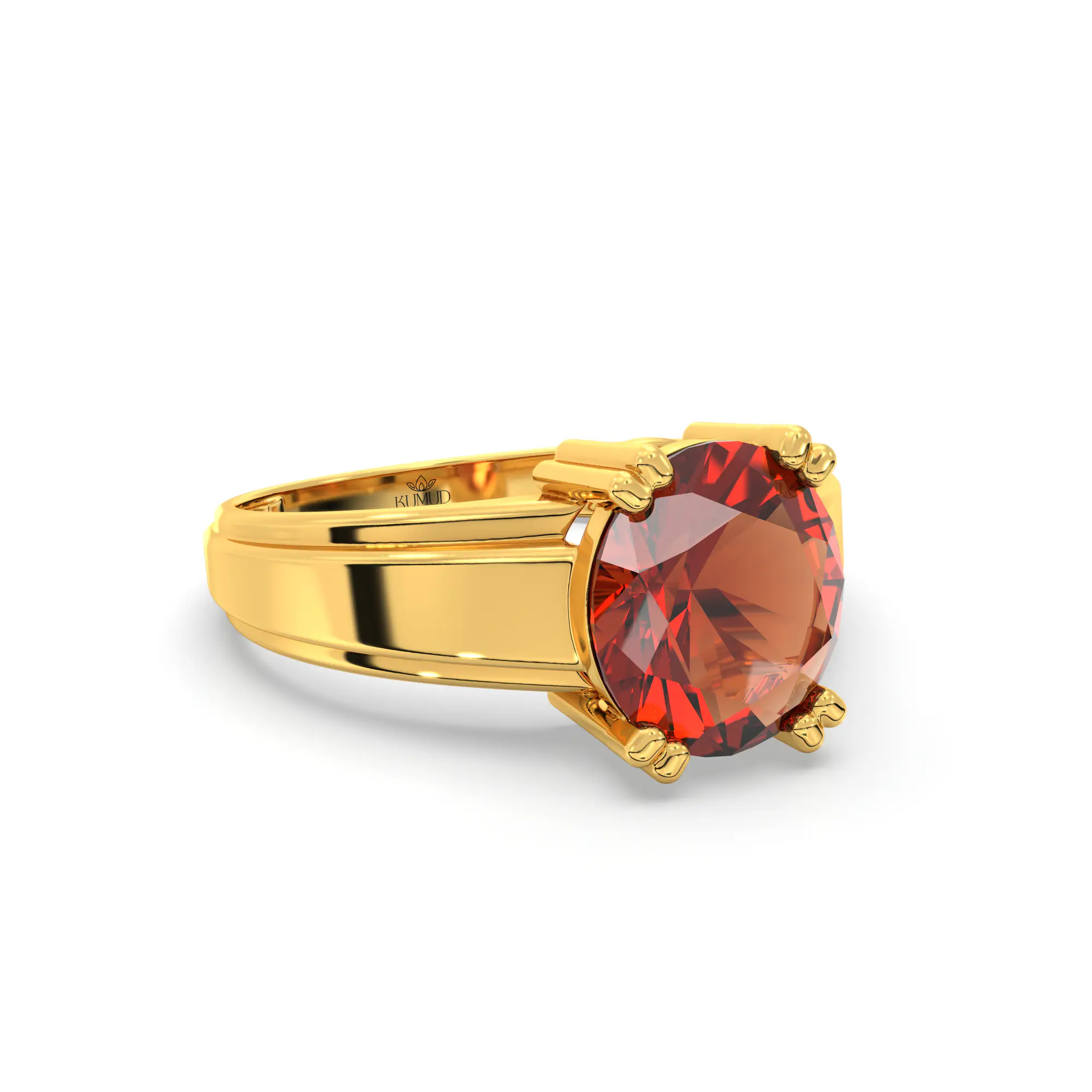 Hessonite (Gomed) Ring for Men in 22K Yellow Gold – Oval 9x8 mm, Prong Setting, 6 g (Design K16A-10) thumbnail