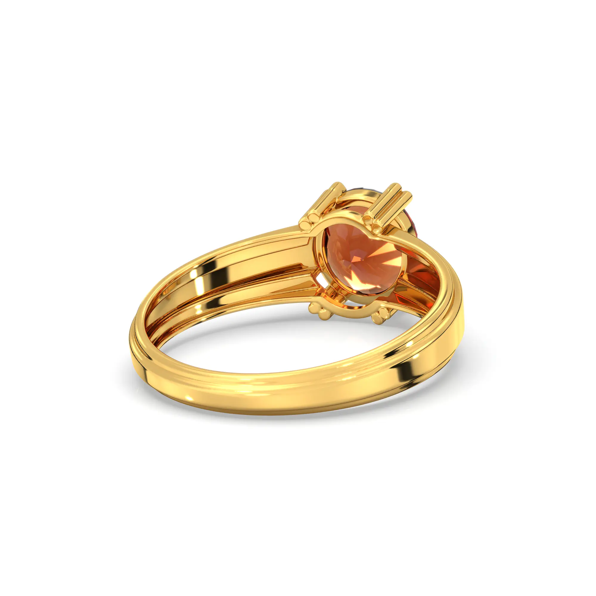 Hessonite (Gomed) Ring for Men in 22K Yellow Gold – Oval 9x8 mm, Prong Setting, 6 g (Design K16A-10) thumbnail