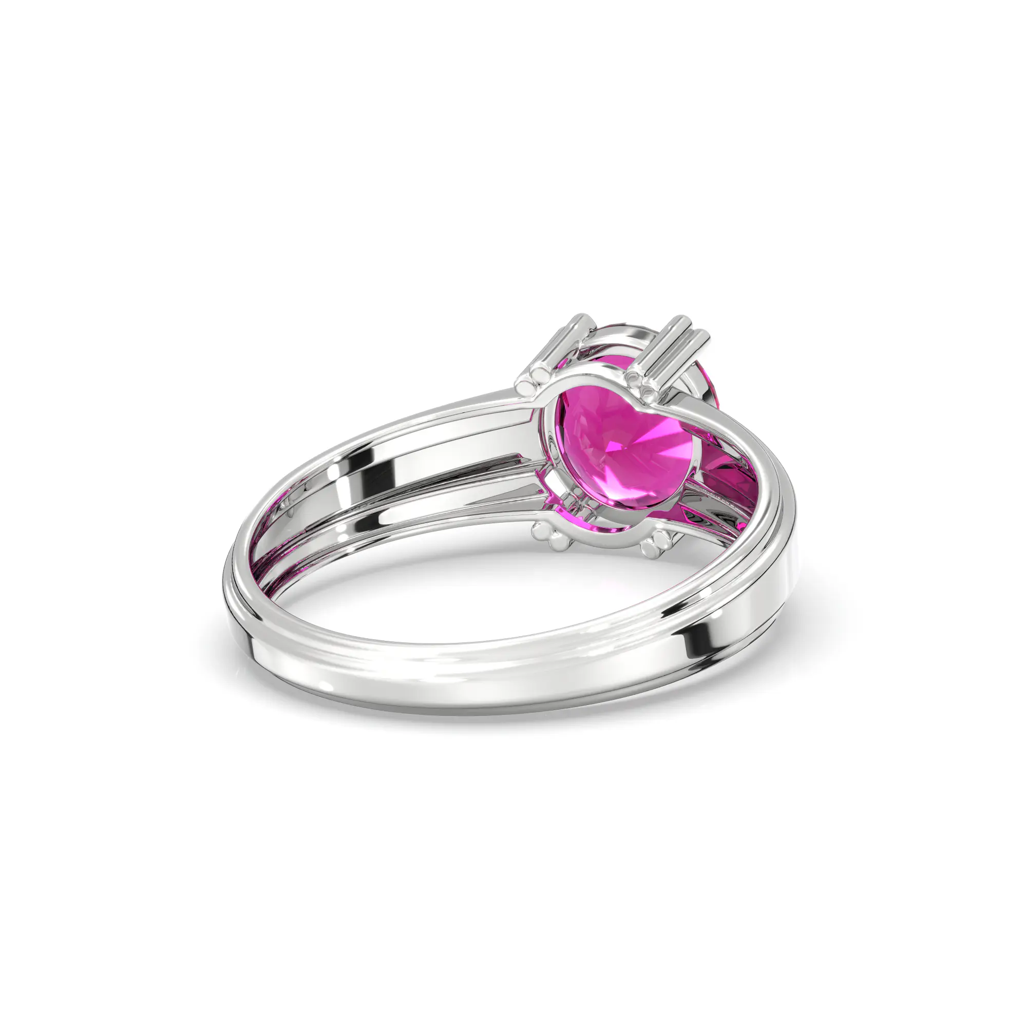 Ruby (Manik) Ring for Men in 18K White Gold – Oval 9x8 mm, Prong Setting, 6 g (Design K16A-10) thumbnail