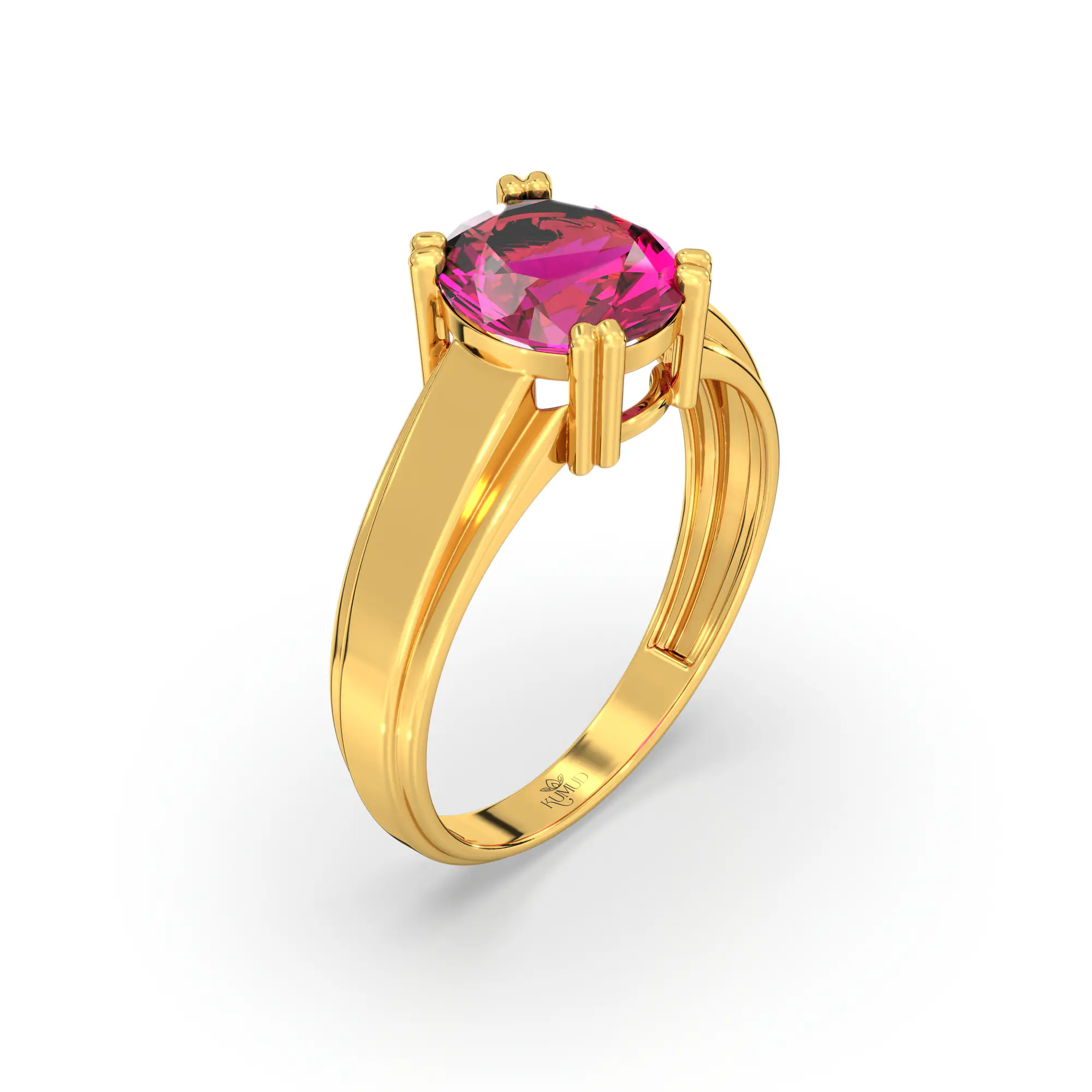 Ruby (Manik) Ring for Men in 22K Yellow Gold – Oval 9x8 mm, Prong Setting, 6 g (Design K16A-10) thumbnail