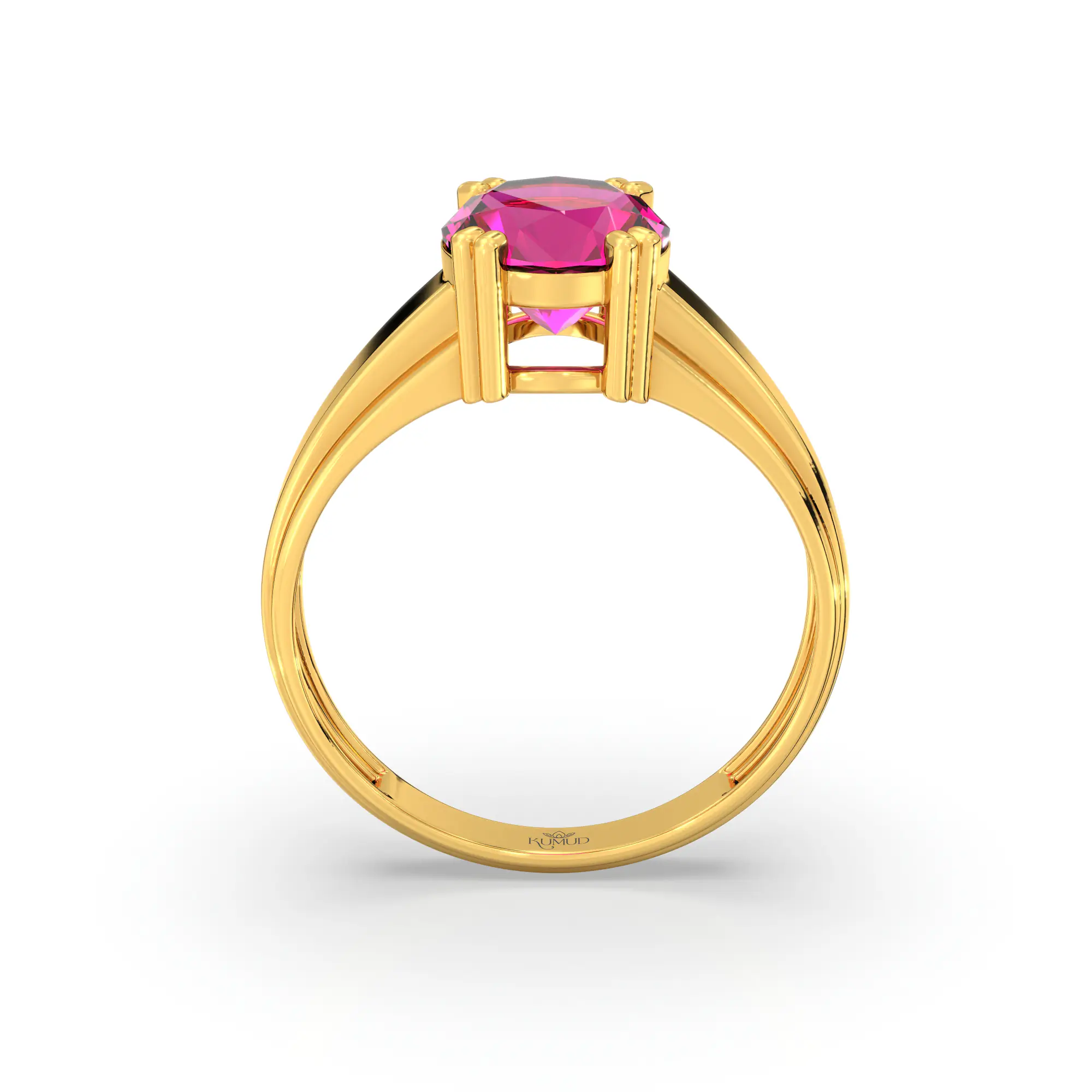 Ruby (Manik) Ring for Men in 22K Yellow Gold – Oval 9x8 mm, Prong Setting, 6 g (Design K16A-10) thumbnail