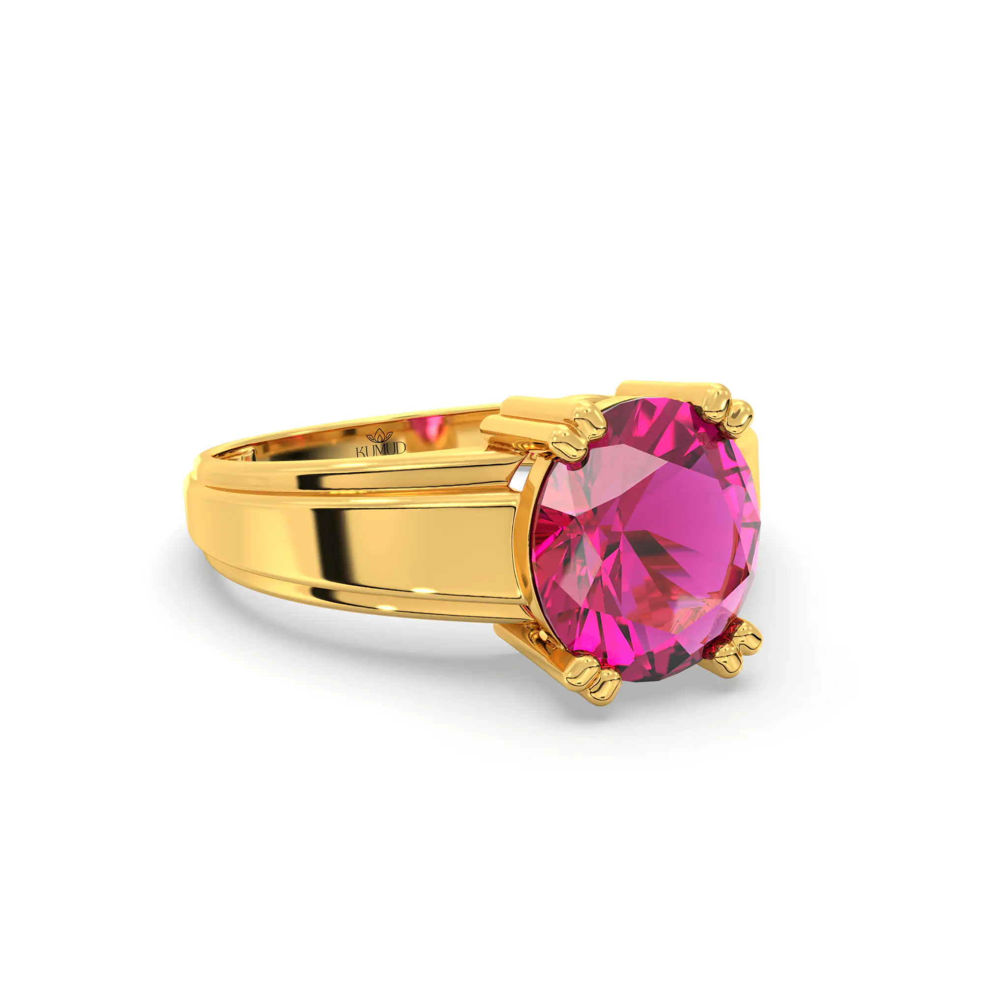 Ruby (Manik) Ring for Men in 22K Yellow Gold – Oval 9x8 mm, Prong Setting, 6 g (Design K16A-10) thumbnail