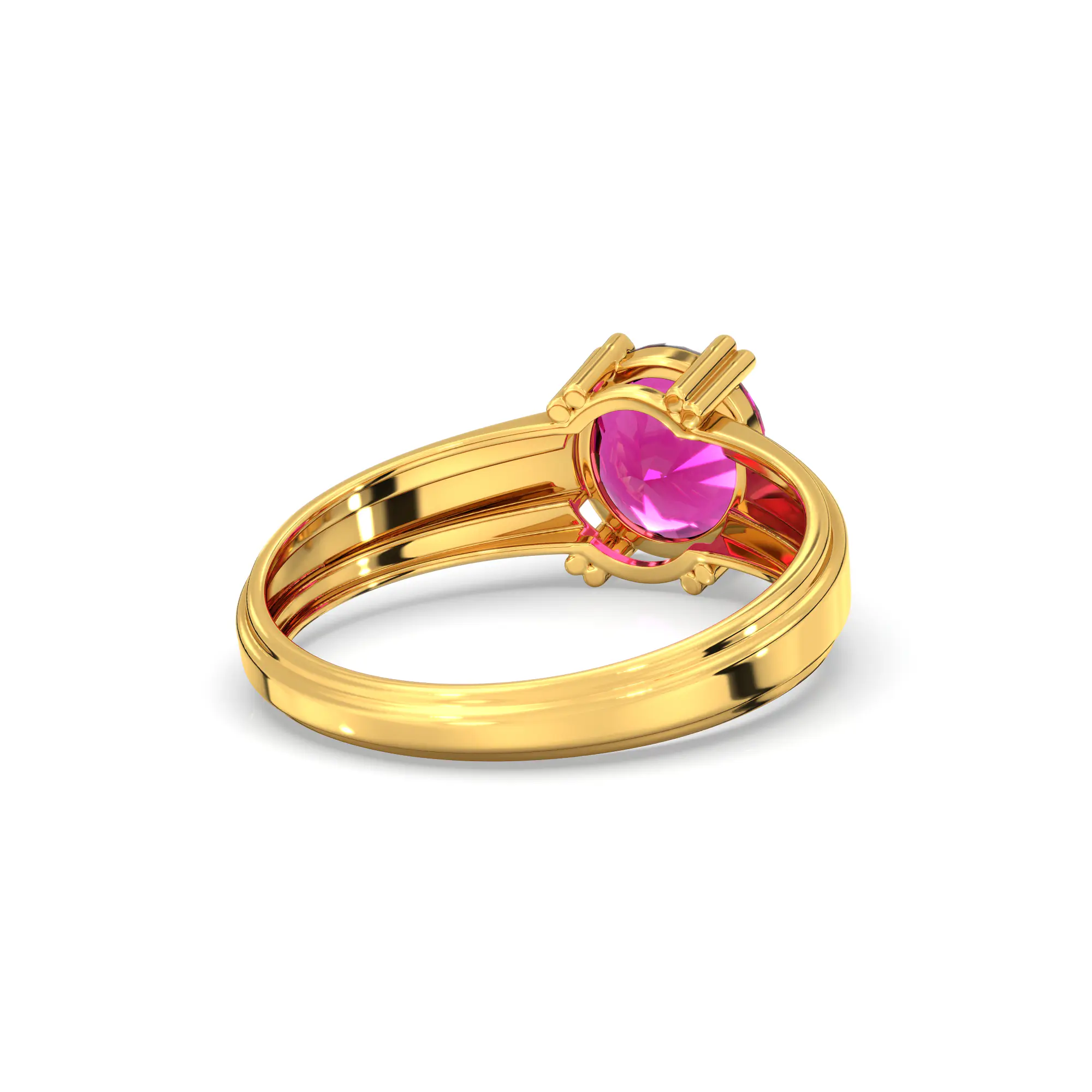 Ruby (Manik) Ring for Men in 22K Yellow Gold – Oval 9x8 mm, Prong Setting, 6 g (Design K16A-10) thumbnail
