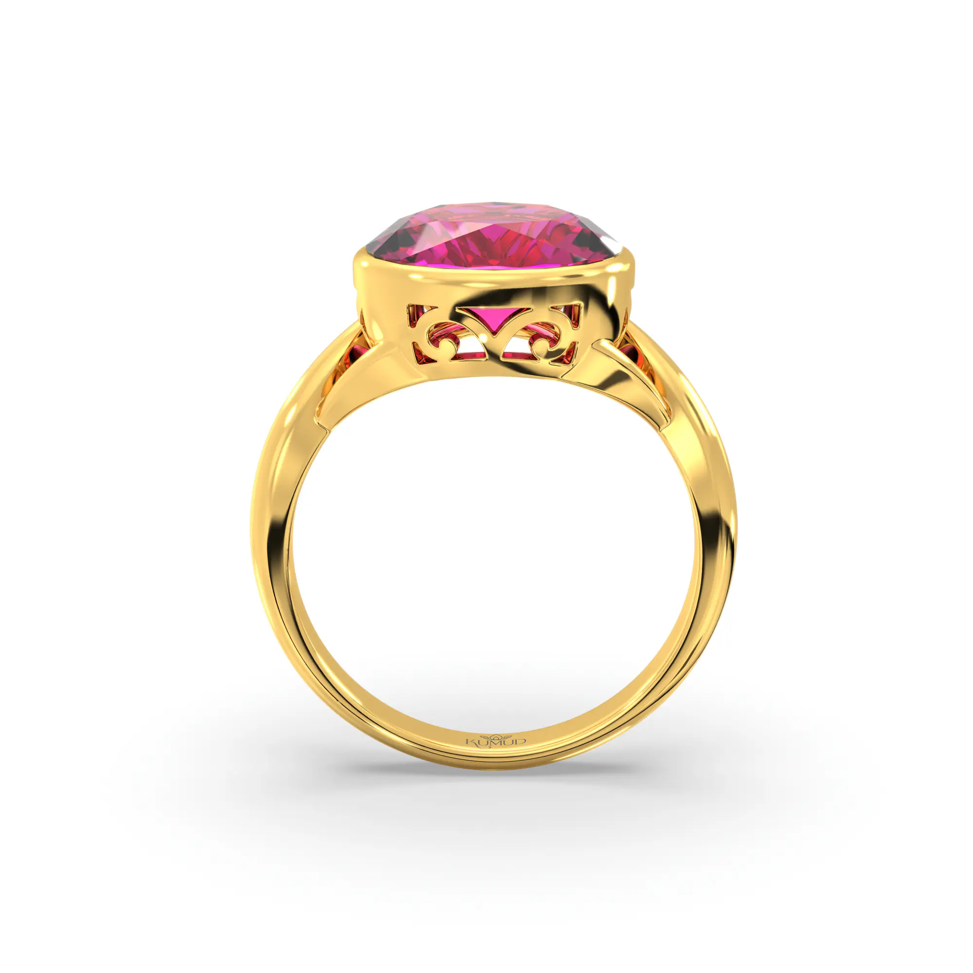 Ruby (Manik) Ring for Women in 22K Yellow Gold – Oval 9x8 mm, Prong Setting, 5 g (Design K16B-1) thumbnail