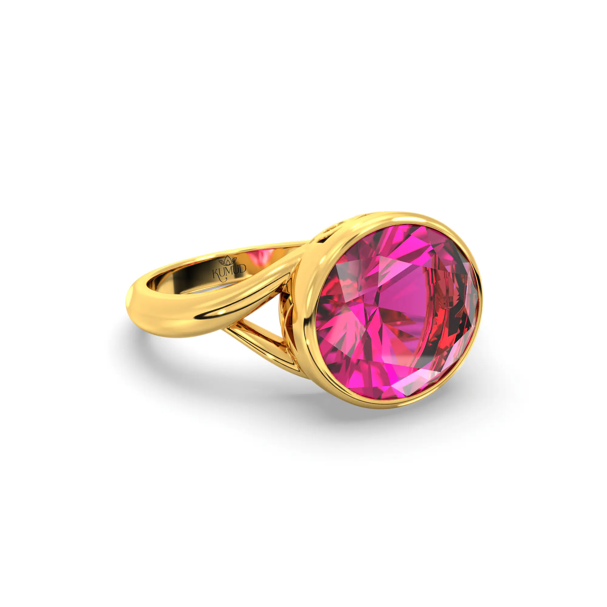 Ruby (Manik) Ring for Women in 22K Yellow Gold – Oval 9x8 mm, Prong Setting, 5 g (Design K16B-1) thumbnail