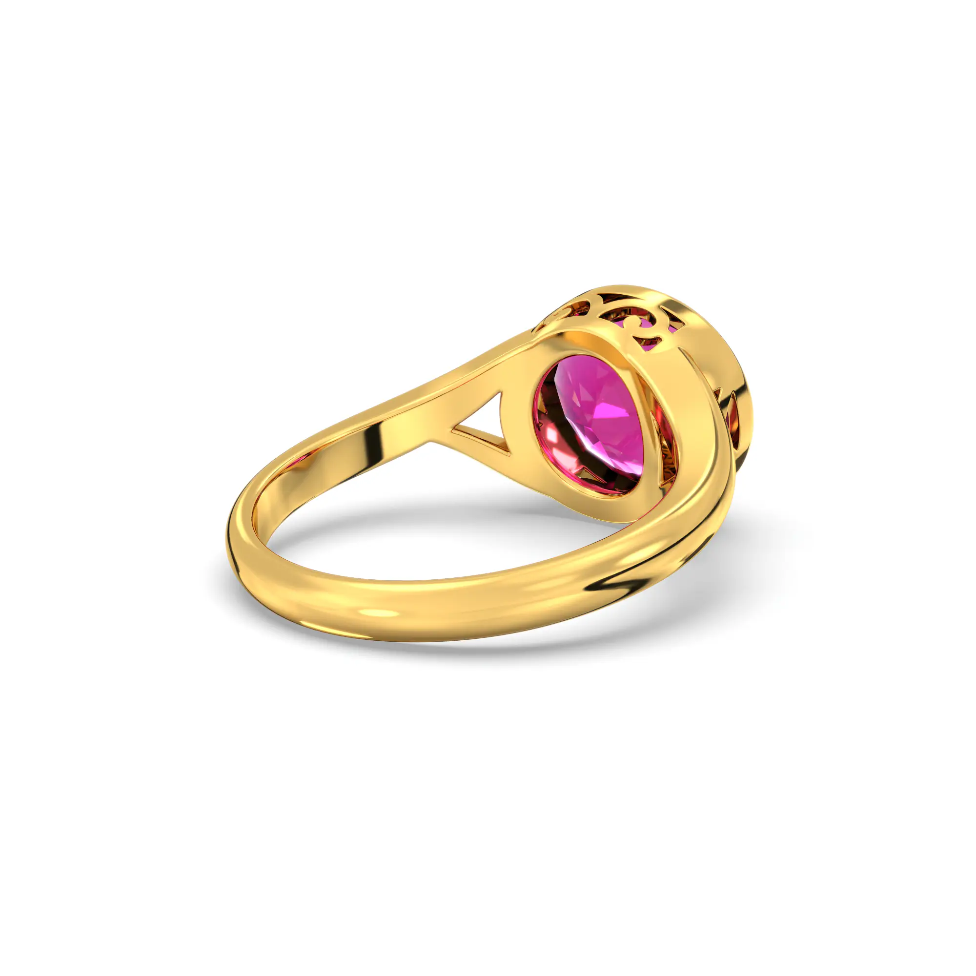 Ruby (Manik) Ring for Women in 22K Yellow Gold – Oval 9x8 mm, Prong Setting, 5 g (Design K16B-1) thumbnail