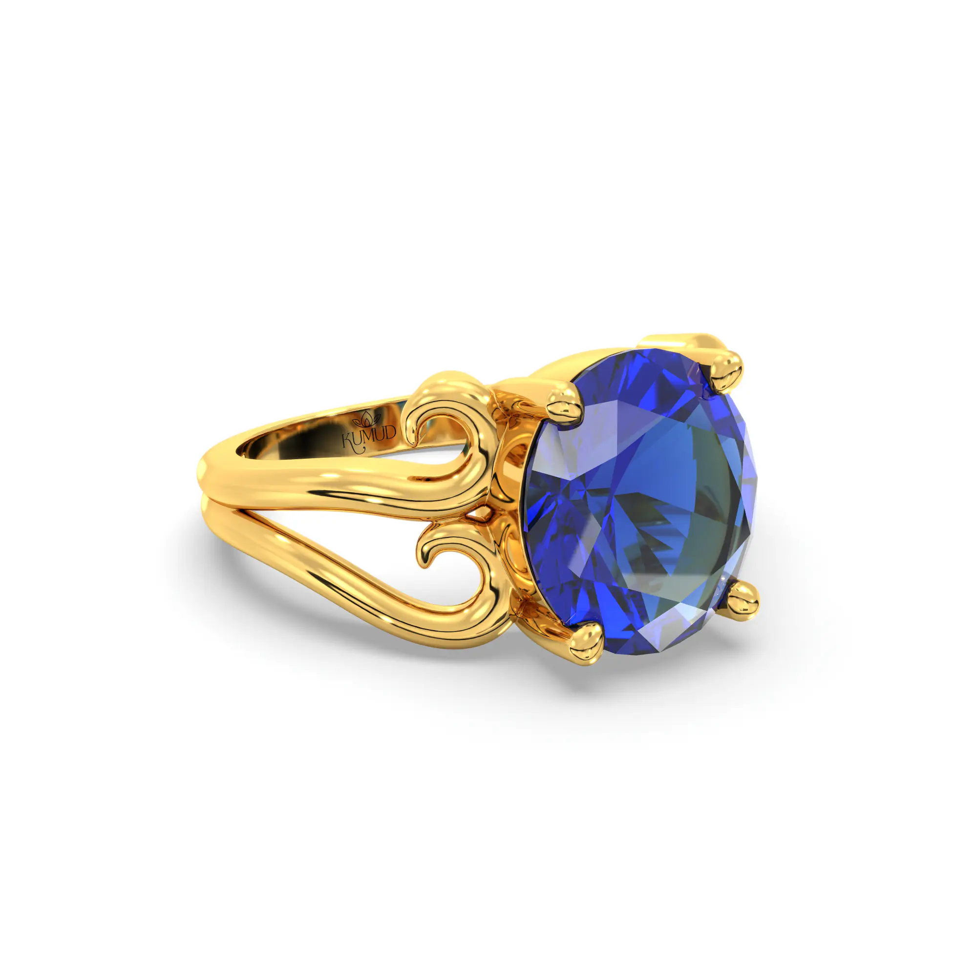Blue Sapphire (Neelam) Ring for Women in 22K Yellow Gold – Oval 9x8 mm, Prong Setting, 5 g (Design K16B-2) thumbnail