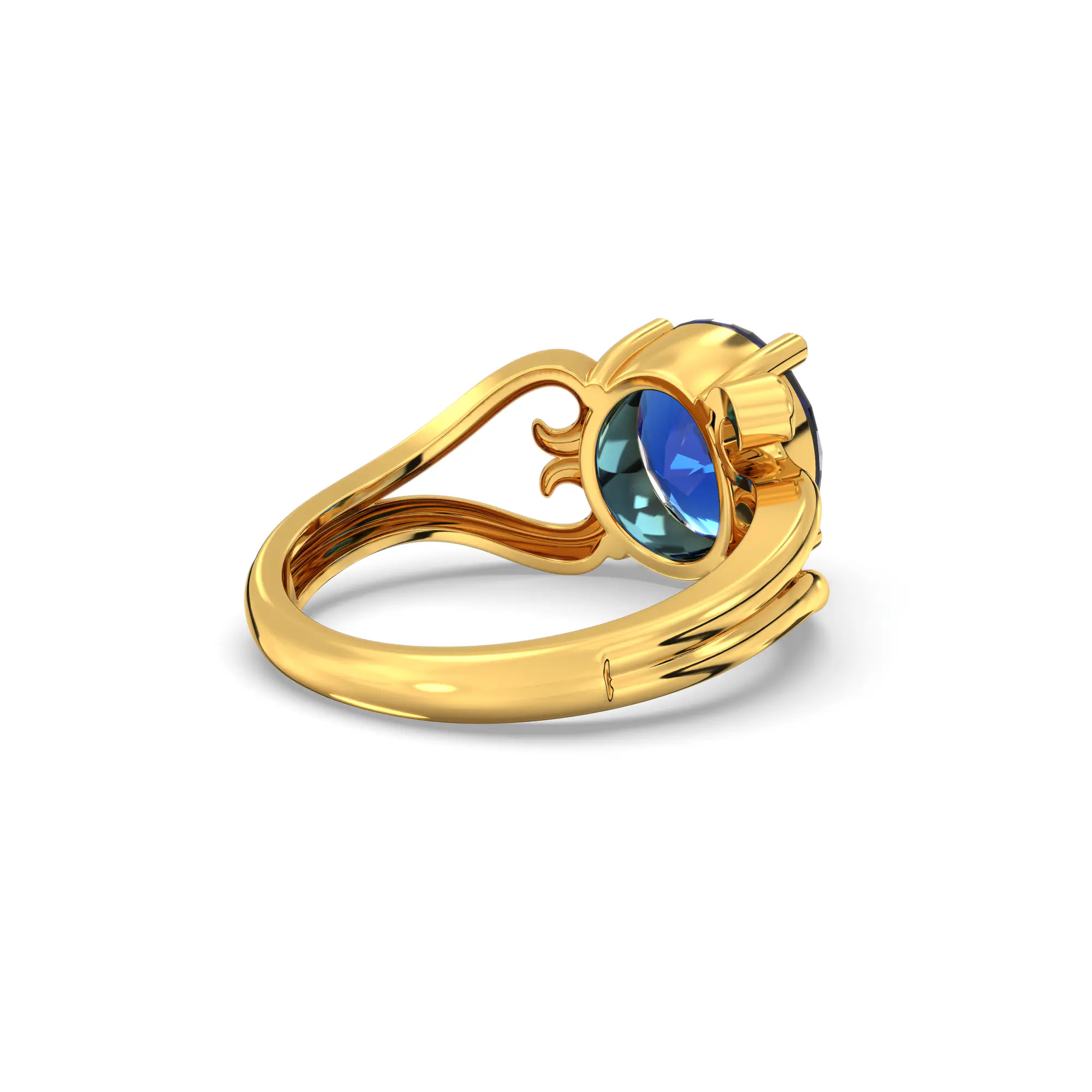 Blue Sapphire (Neelam) Ring for Women in 22K Yellow Gold – Oval 9x8 mm, Prong Setting, 5 g (Design K16B-2) thumbnail
