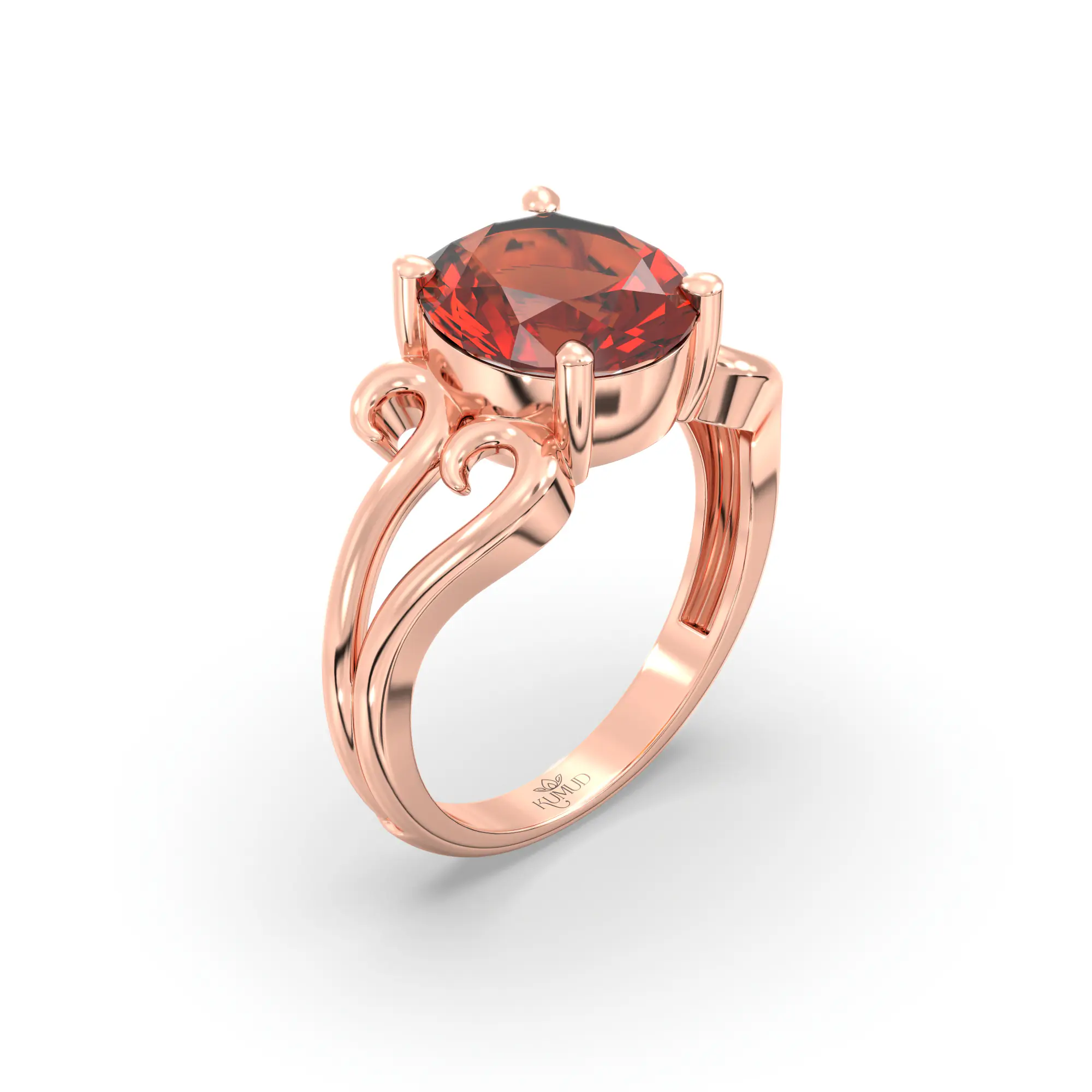 Hessonite (Gomed) Ring for Women in 18K Rose Gold – Oval 9x8 mm, Prong Setting, 5 g (Design K16B-2) thumbnail