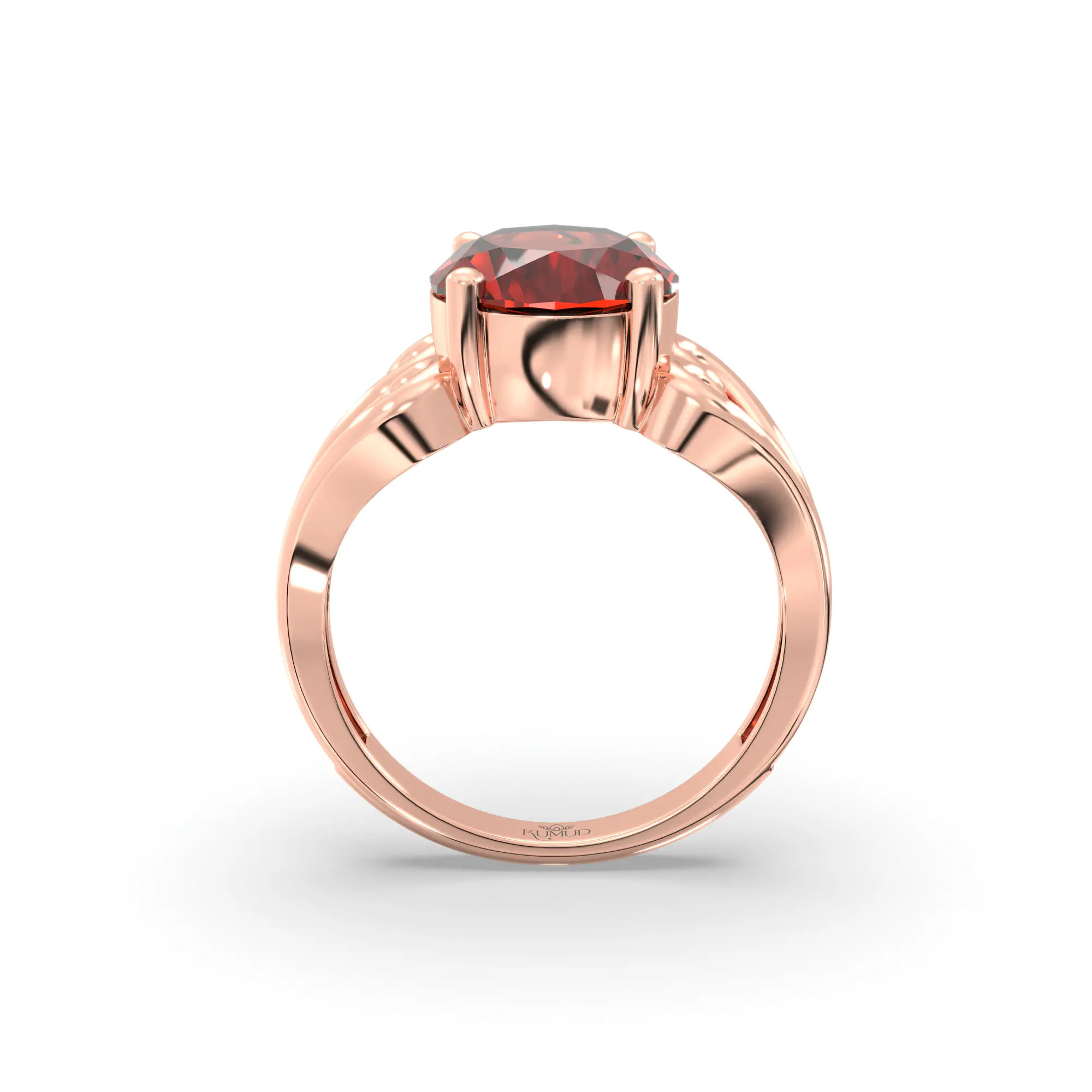 Hessonite (Gomed) Ring for Women in 18K Rose Gold – Oval 9x8 mm, Prong Setting, 5 g (Design K16B-2) thumbnail