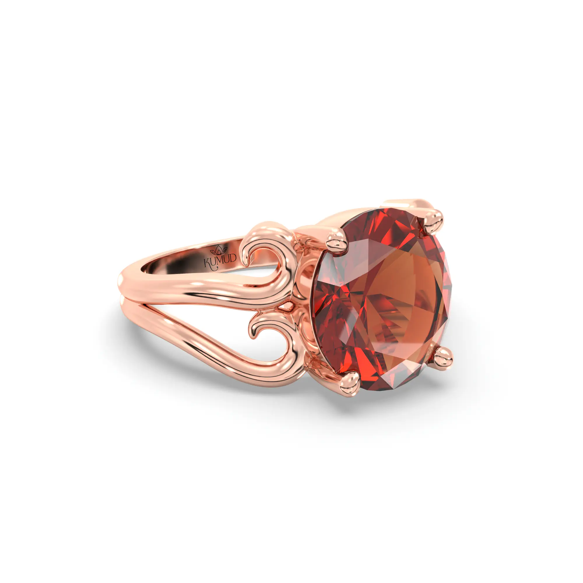 Hessonite (Gomed) Ring for Women in 18K Rose Gold – Oval 9x8 mm, Prong Setting, 5 g (Design K16B-2) thumbnail