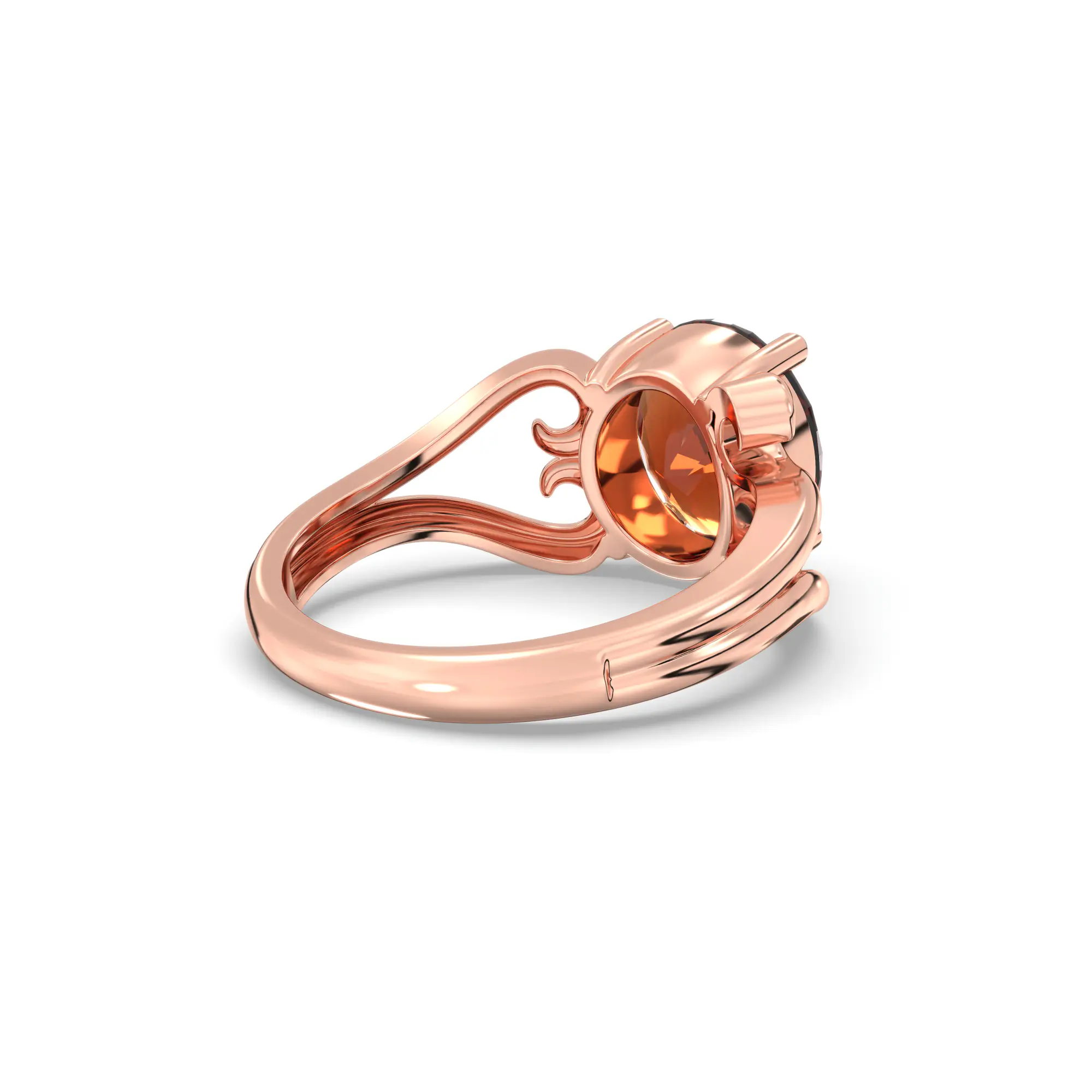 Hessonite (Gomed) Ring for Women in 18K Rose Gold – Oval 9x8 mm, Prong Setting, 5 g (Design K16B-2) thumbnail