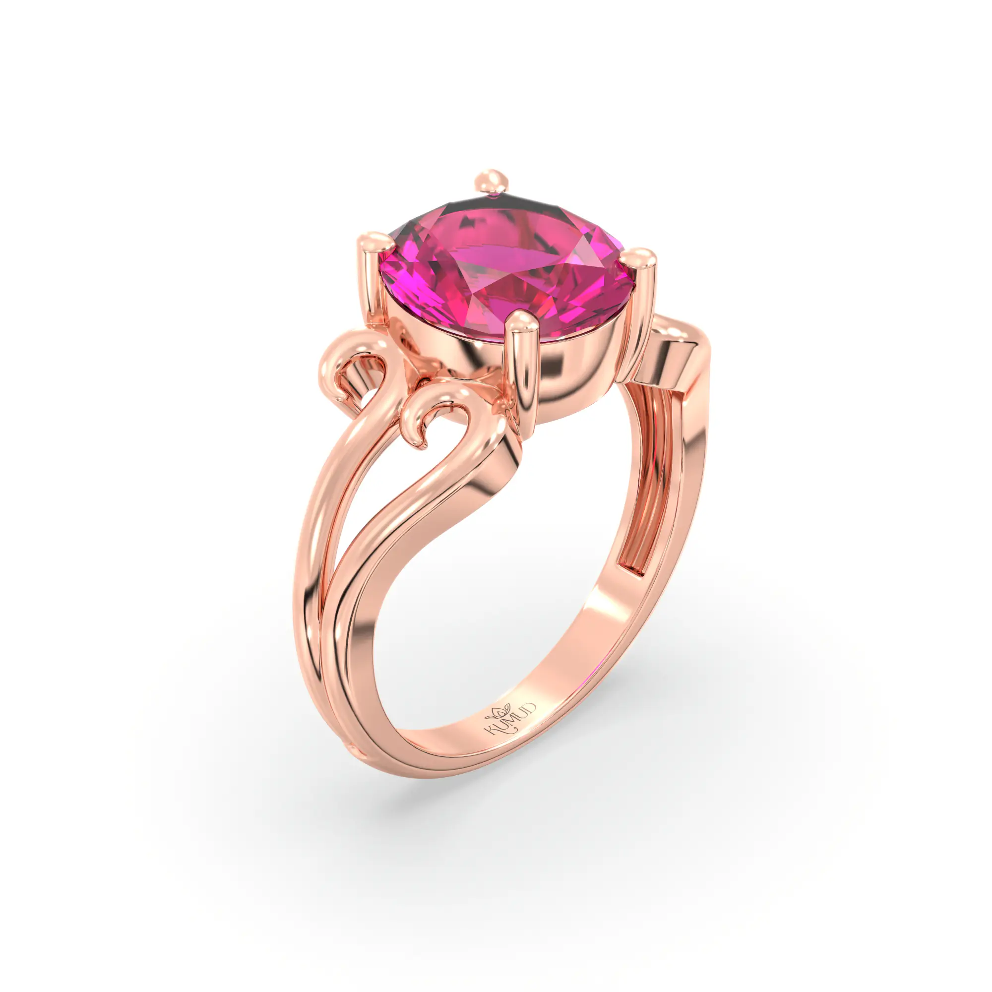 Ruby (Manik) Ring for Women in 18K Rose Gold – Oval 9x8 mm, Prong Setting, 5 g (Design K16B-2) thumbnail