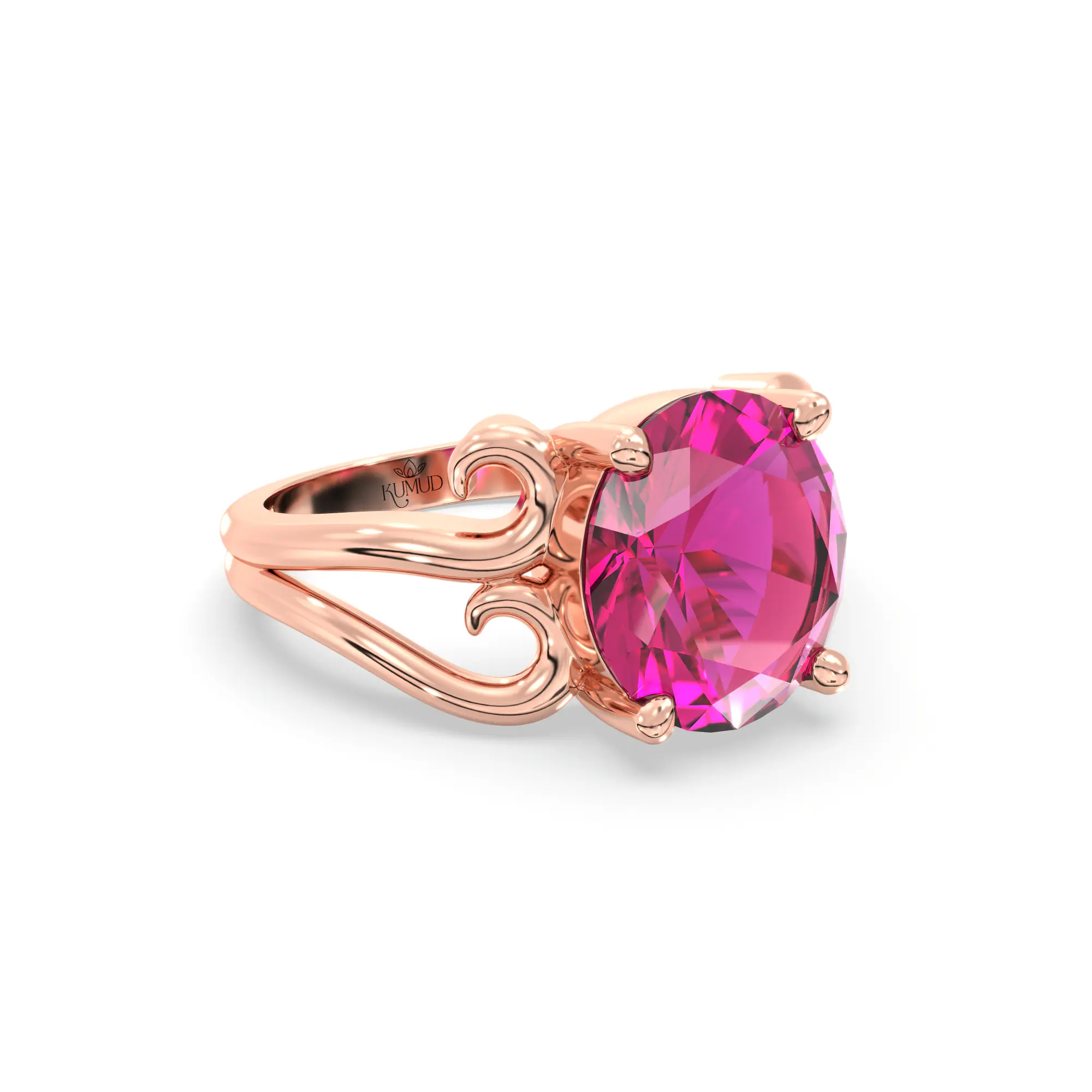 Ruby (Manik) Ring for Women in 18K Rose Gold – Oval 9x8 mm, Prong Setting, 5 g (Design K16B-2) thumbnail