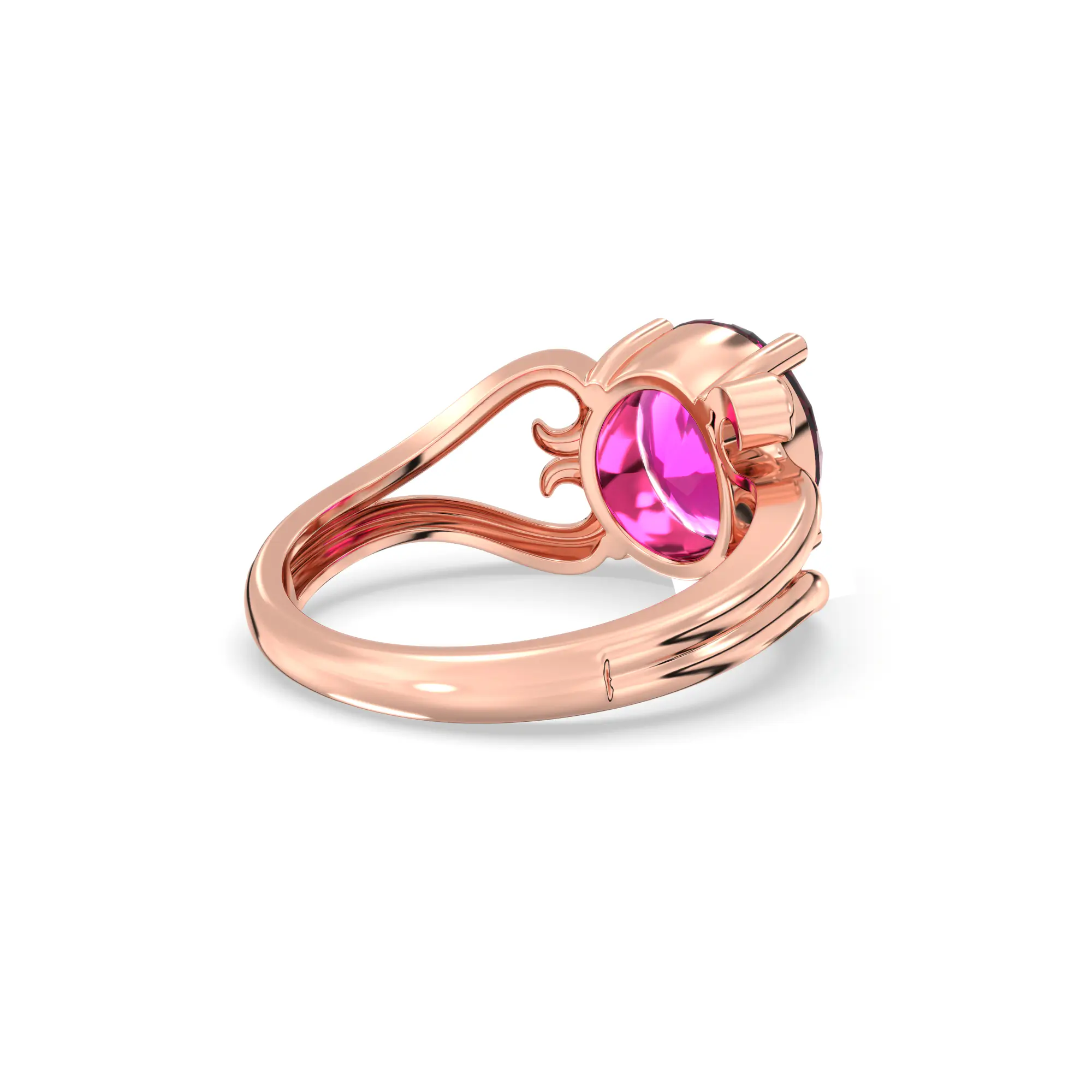 Ruby (Manik) Ring for Women in 18K Rose Gold – Oval 9x8 mm, Prong Setting, 5 g (Design K16B-2) thumbnail
