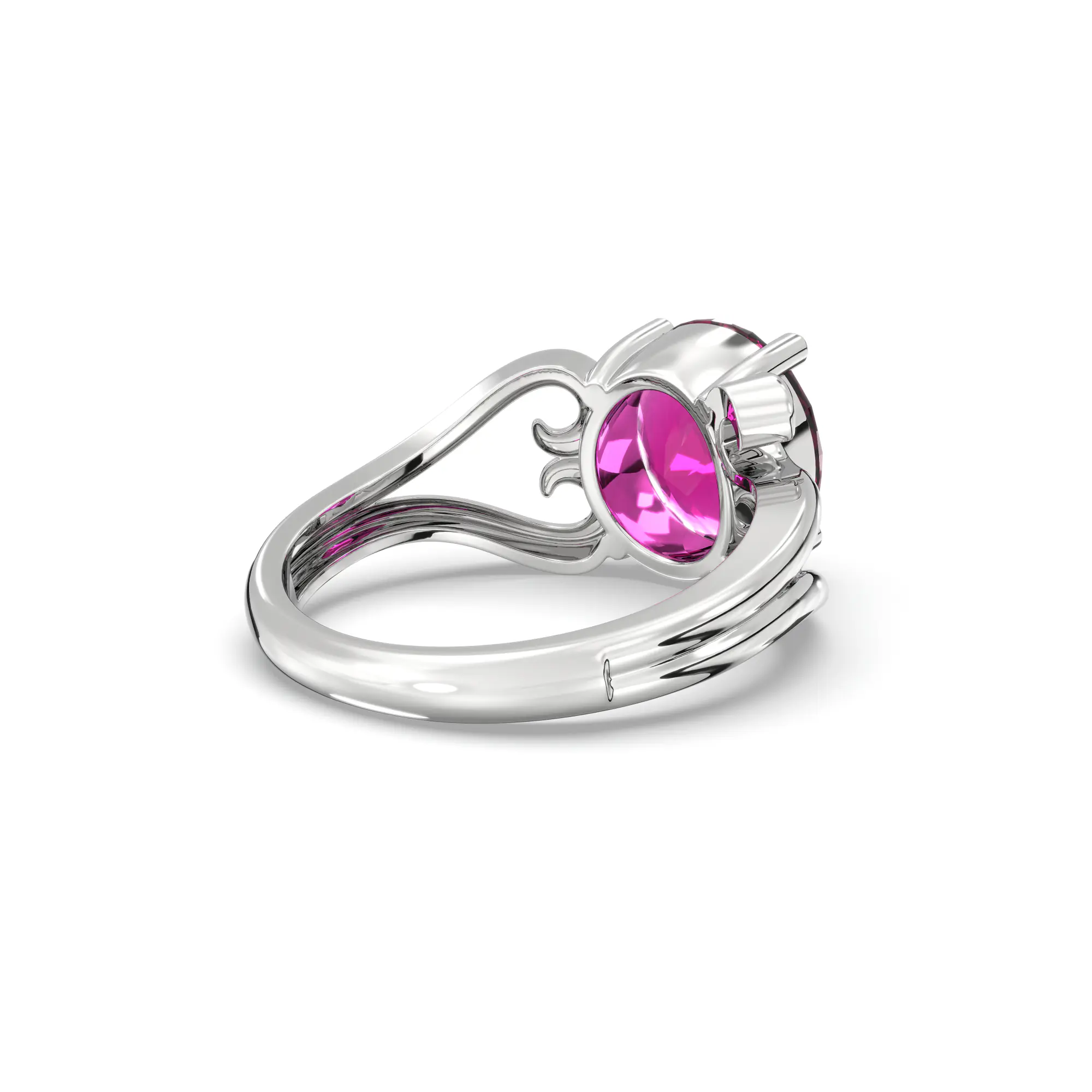Ruby (Manik) Ring for Women in 18K White Gold – Oval 9x8 mm, Prong Setting, 5 g (Design K16B-2) thumbnail