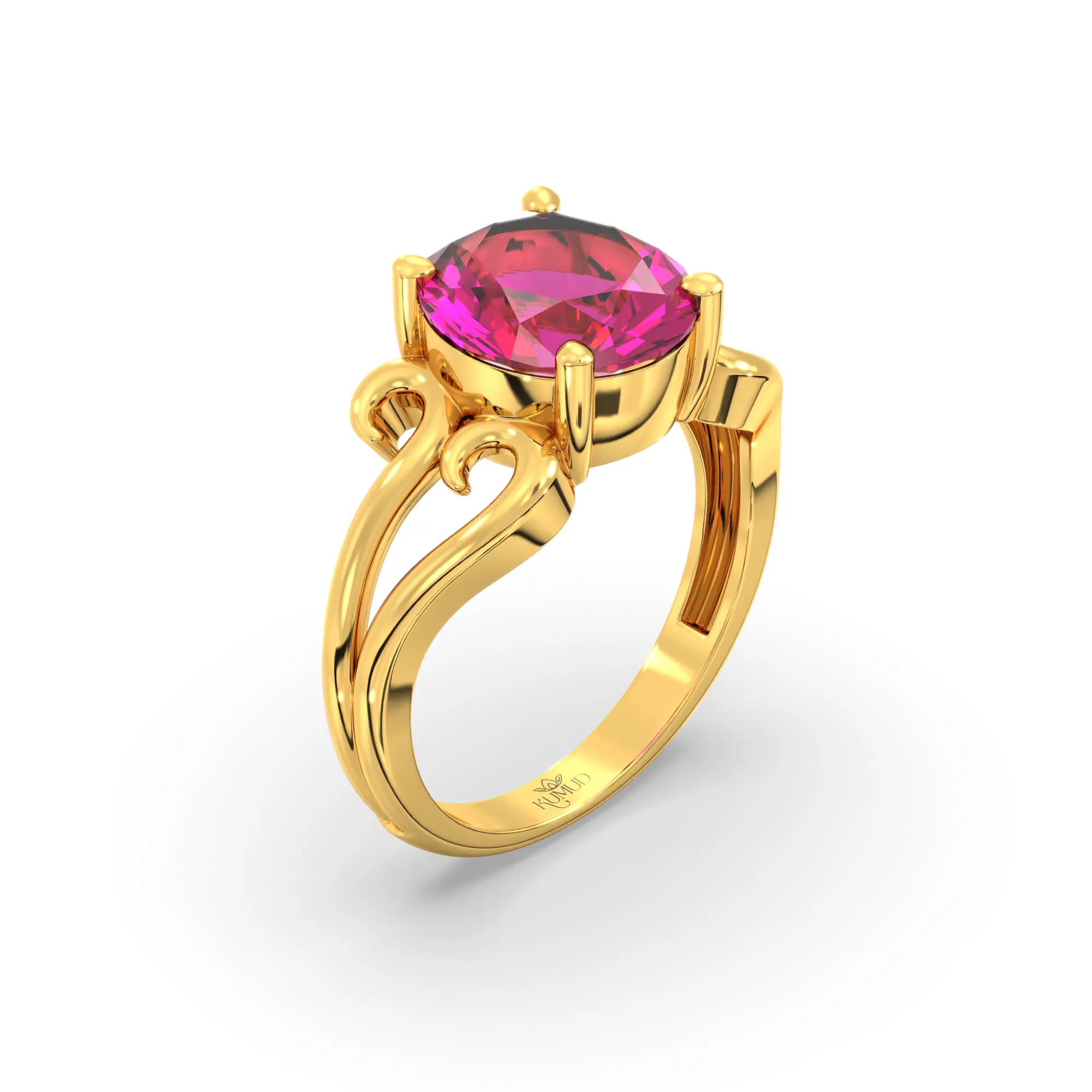 Ruby (Manik) Ring for Women in 22K Yellow Gold – Oval 9x8 mm, Prong Setting, 5 g (Design K16B-2) thumbnail