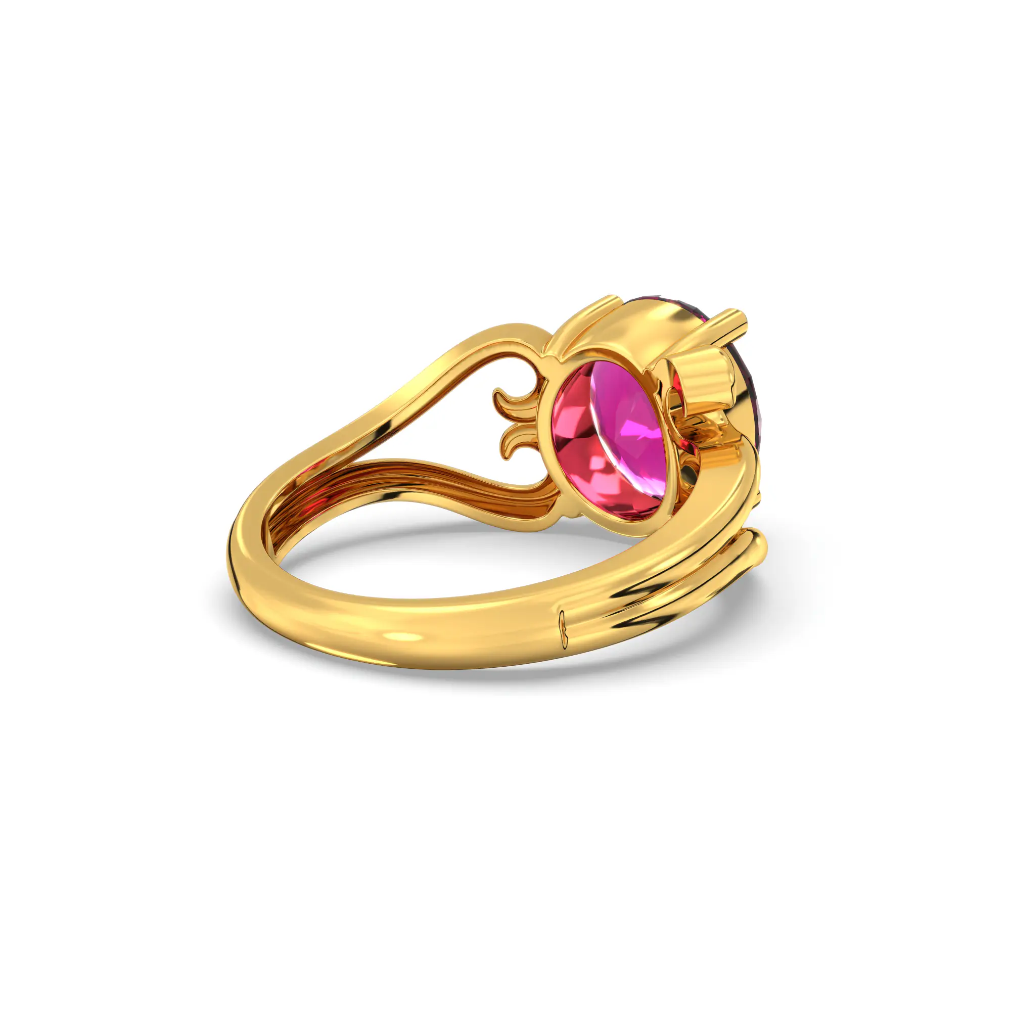 Ruby (Manik) Ring for Women in 22K Yellow Gold – Oval 9x8 mm, Prong Setting, 5 g (Design K16B-2) thumbnail