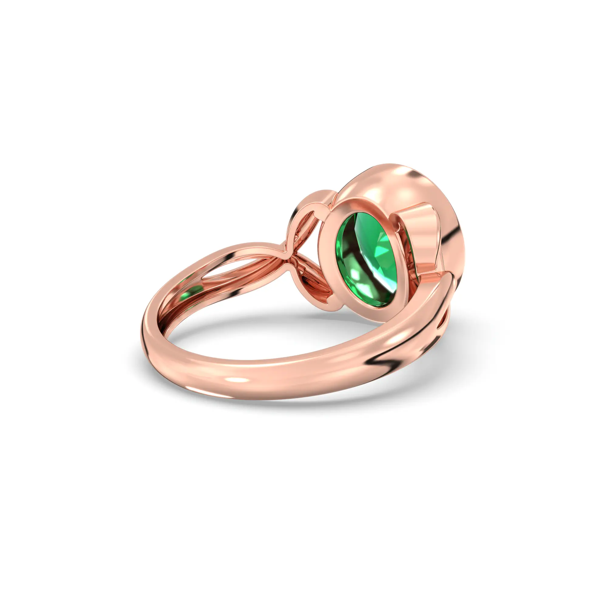 Emerald (Panna) Ring for Women in 18K Rose Gold – Oval 9x8 mm, Prong Setting, 5 g (Design K16B-3) thumbnail