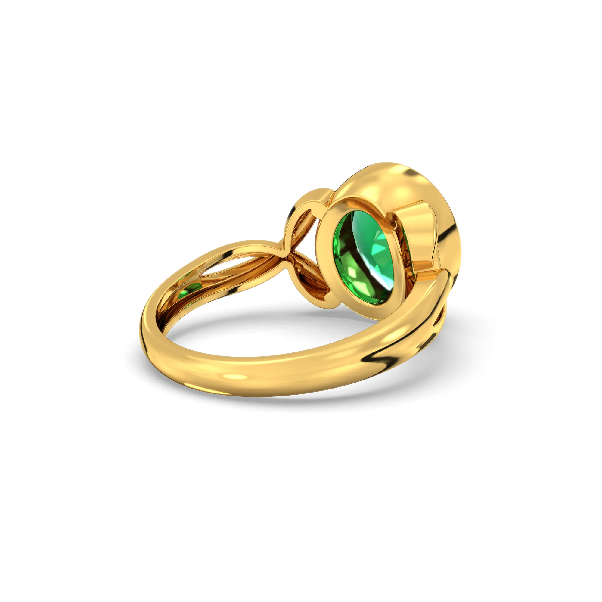 Emerald (Panna) Ring for Women in 22K Yellow Gold – Oval 9x8 mm, Prong Setting, 5 g (Design K16B-3) thumbnail