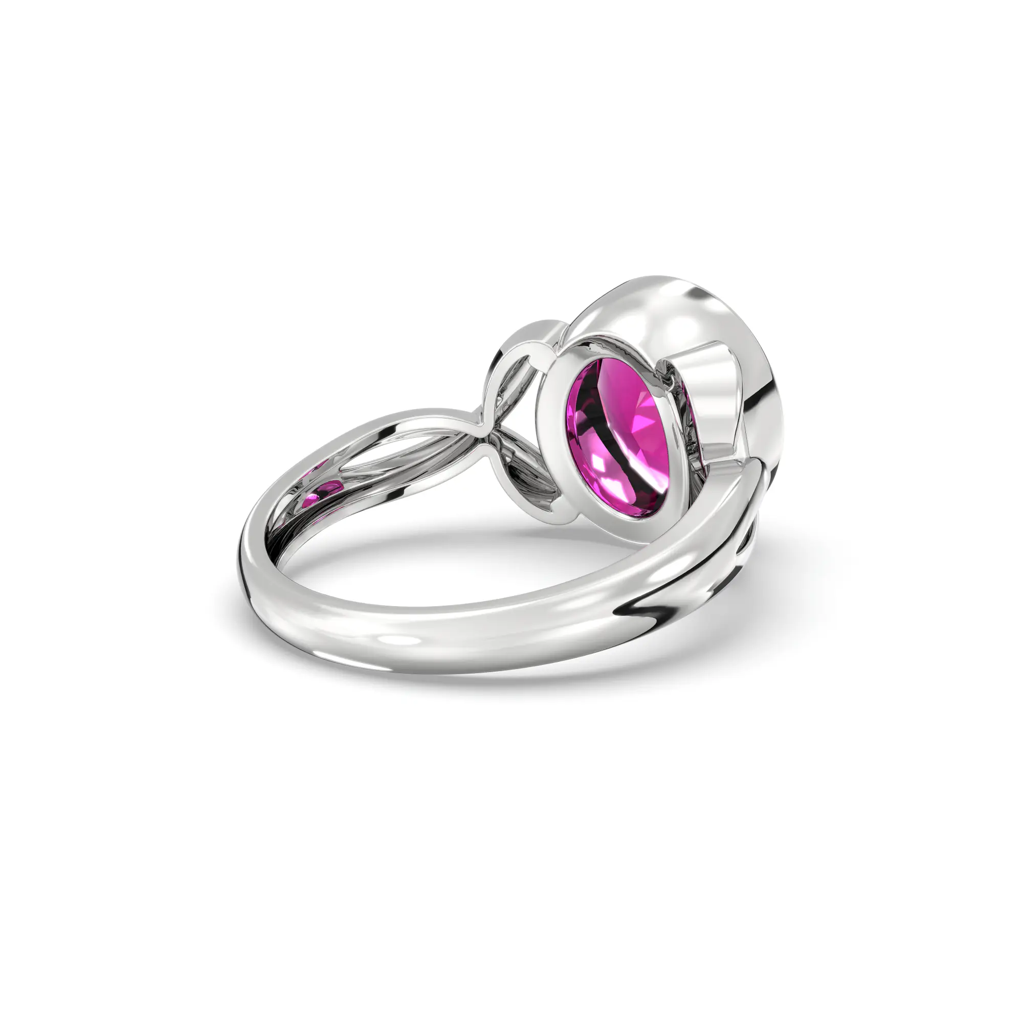 Ruby (Manik) Ring for Women in 18K White Gold – Oval 9x8 mm, Prong Setting, 5 g (Design K16B-3) thumbnail