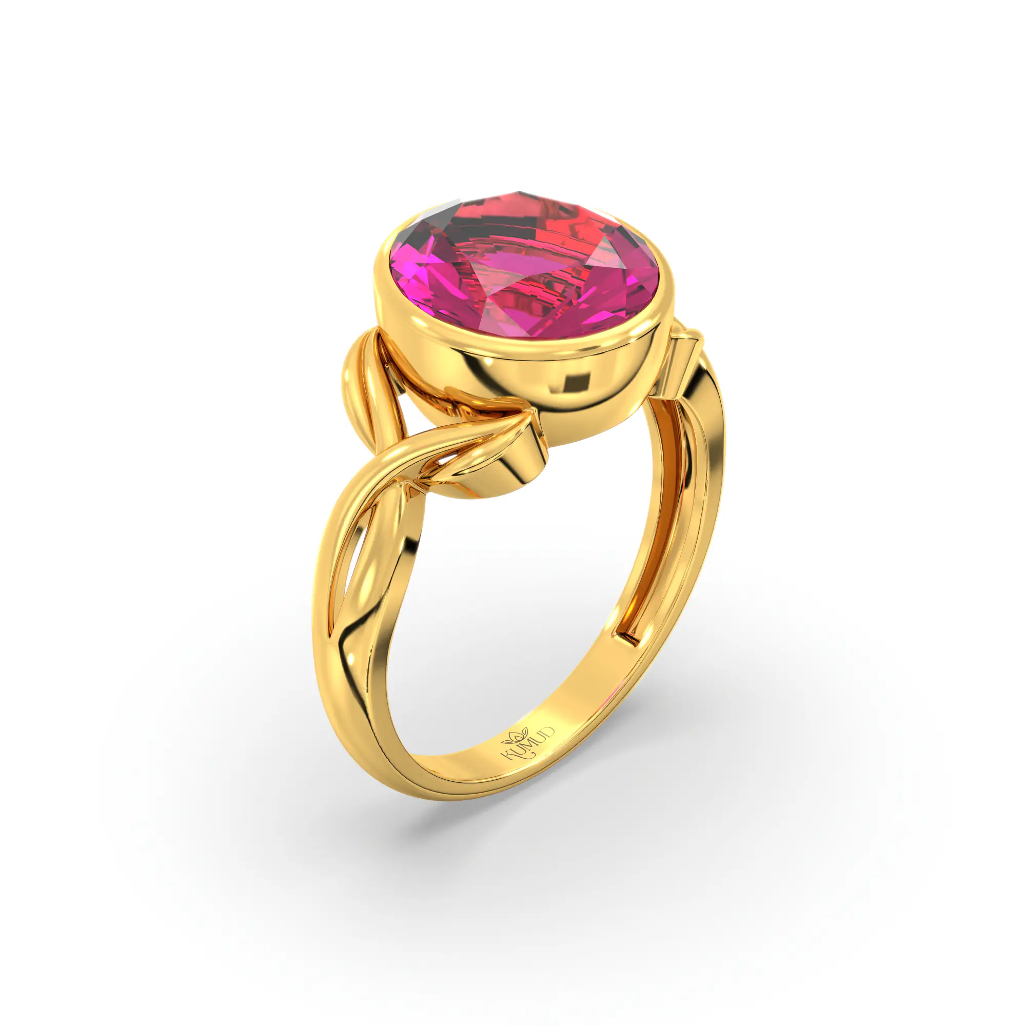 Ruby (Manik) Ring for Women in 22K Yellow Gold – Oval 9x8 mm, Prong Setting, 5 g (Design K16B-3) thumbnail