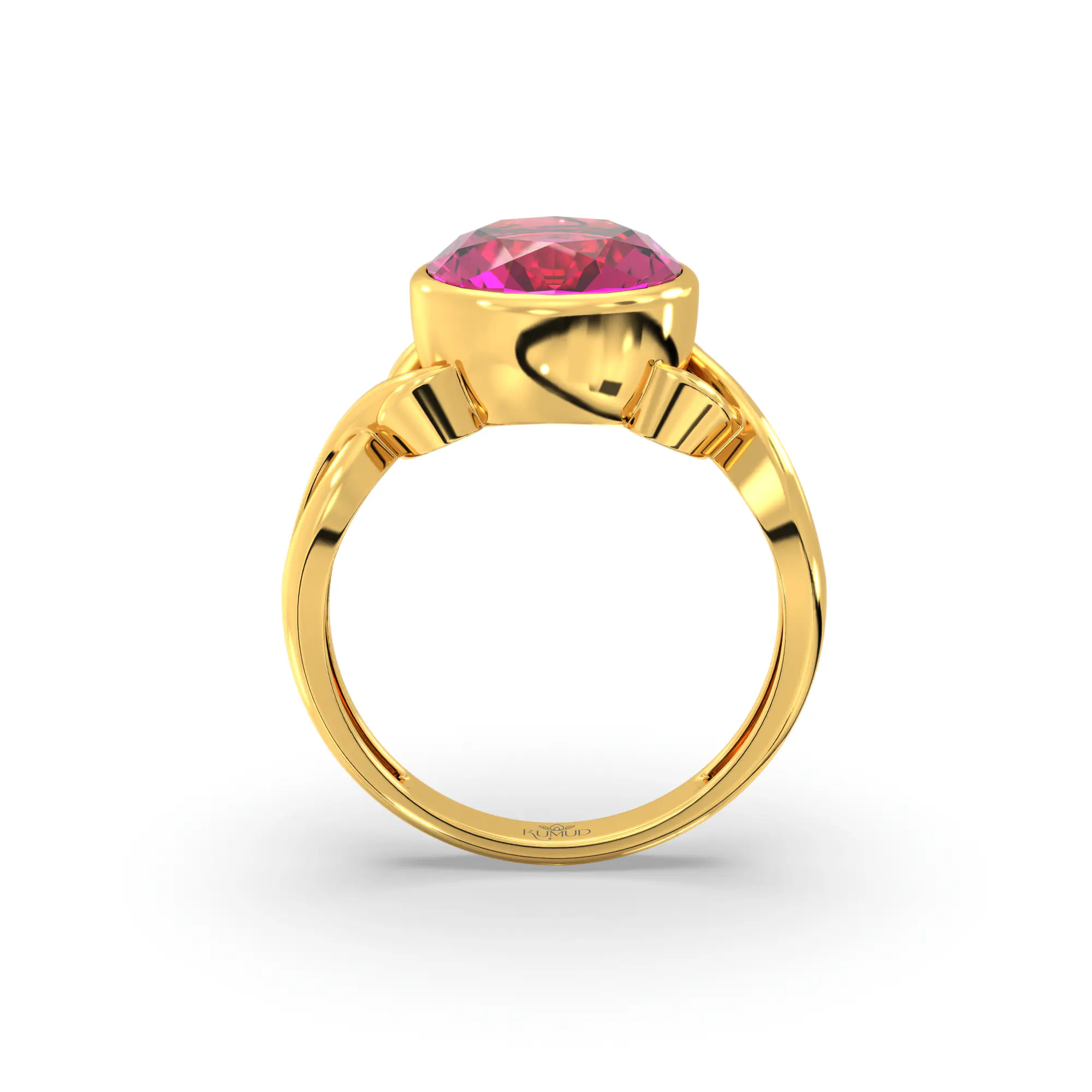 Ruby (Manik) Ring for Women in 22K Yellow Gold – Oval 9x8 mm, Prong Setting, 5 g (Design K16B-3) thumbnail