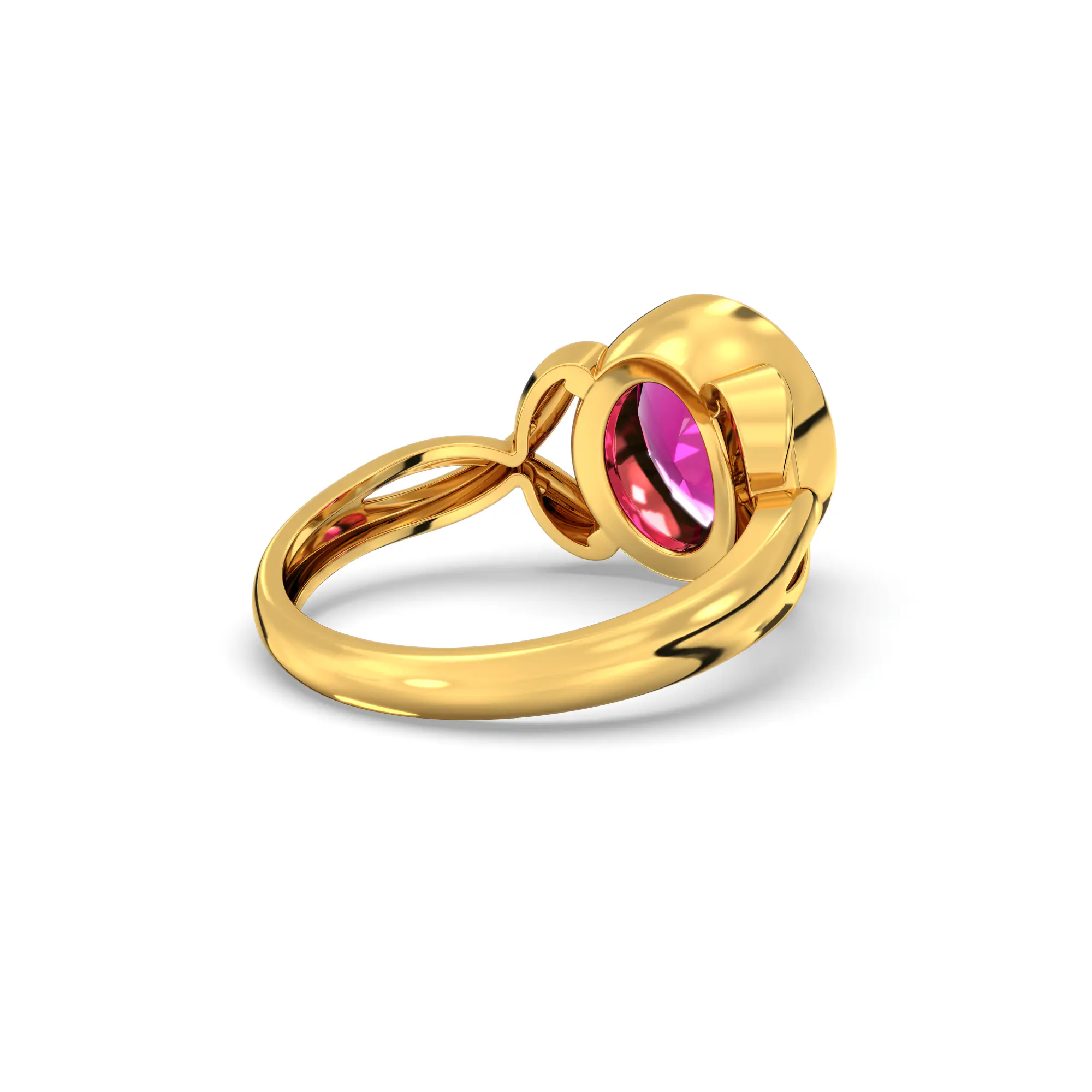 Ruby (Manik) Ring for Women in 22K Yellow Gold – Oval 9x8 mm, Prong Setting, 5 g (Design K16B-3) thumbnail