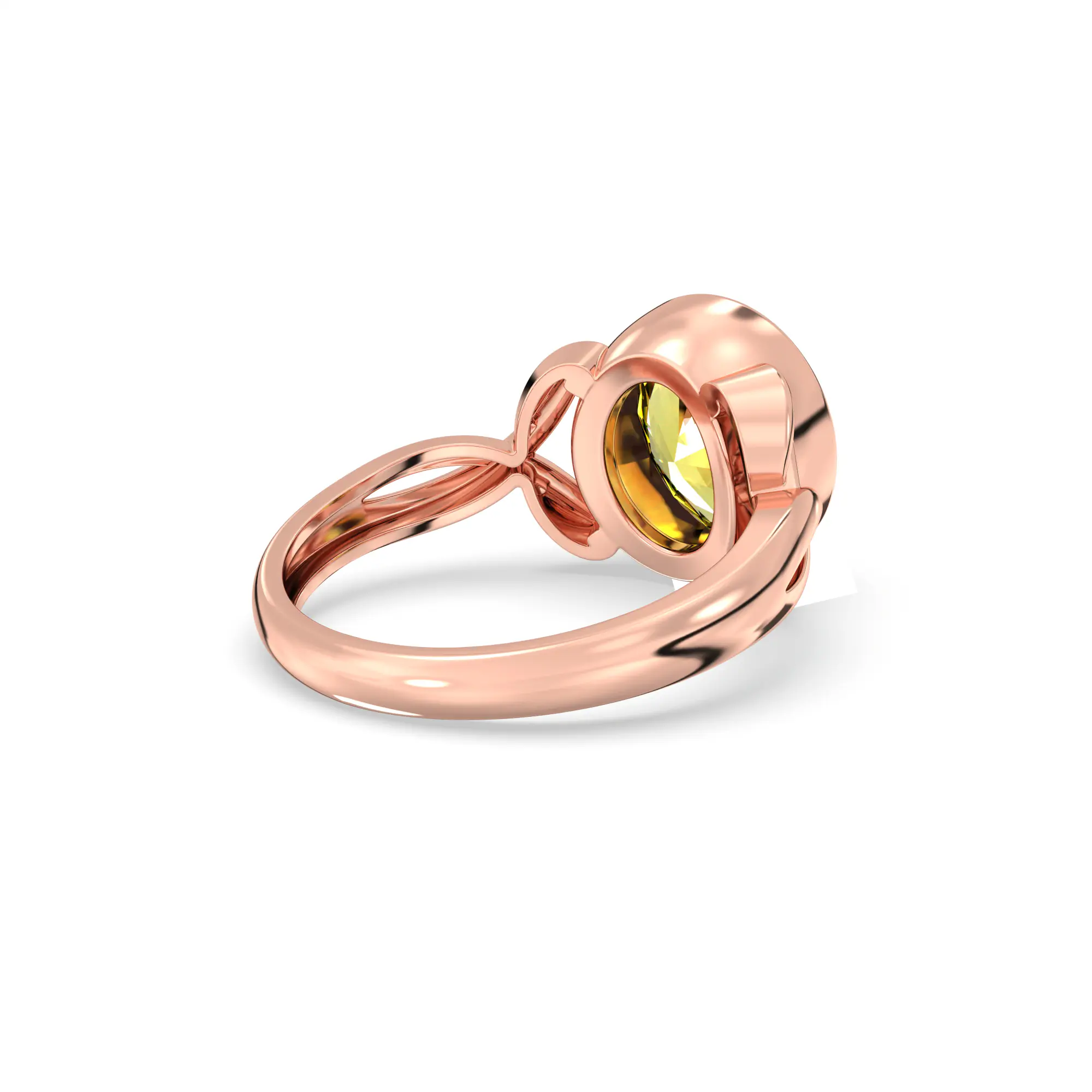 Yellow Sapphire (Pukhraj) Ring for Women in 18K Rose Gold – Oval 9x8 mm, Prong Setting, 5 g (Design K16B-3) thumbnail