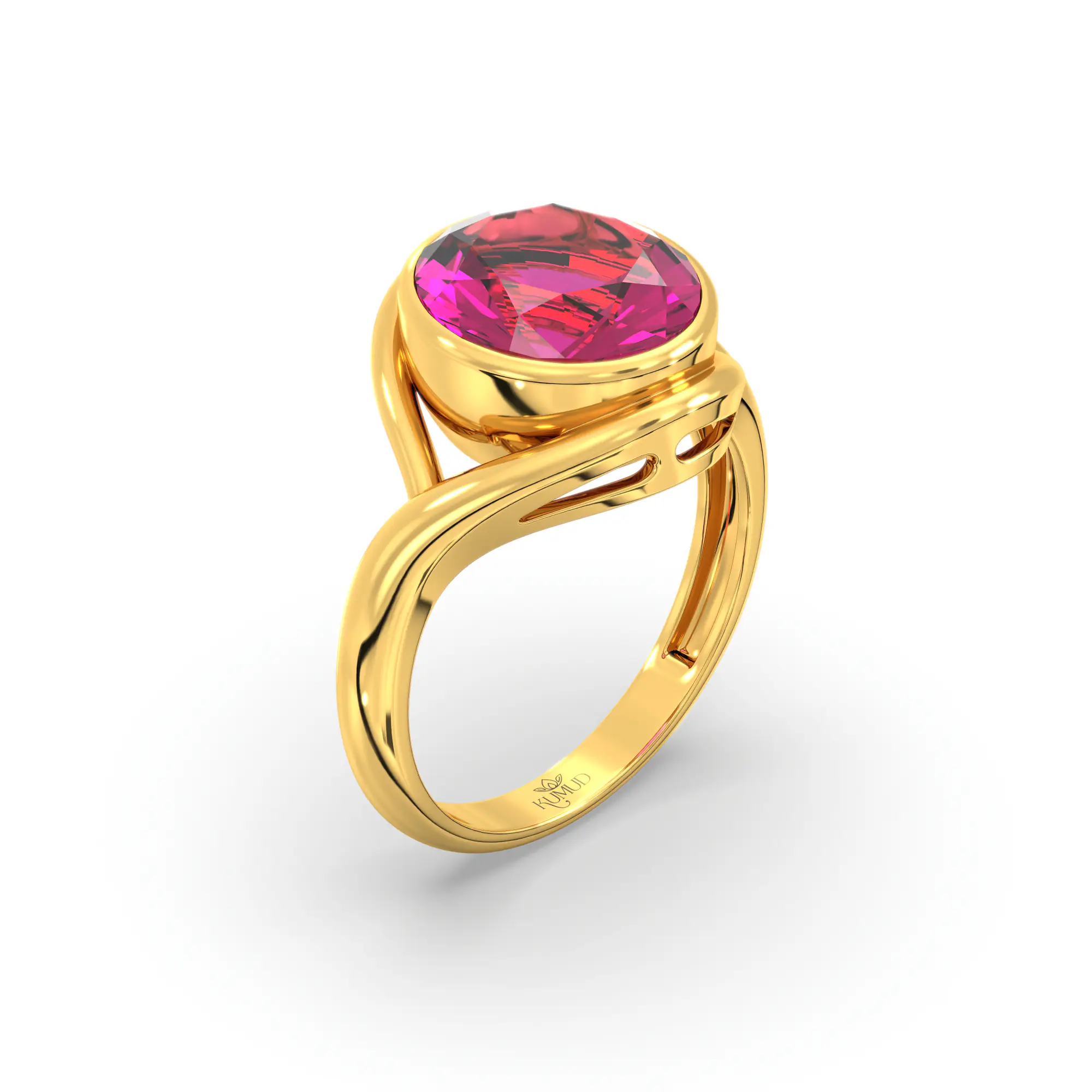 Ruby (Manik) Ring for Women in 22K Yellow Gold – Oval 9x8 mm, Prong Setting, 5 g (Design K16B-4) thumbnail