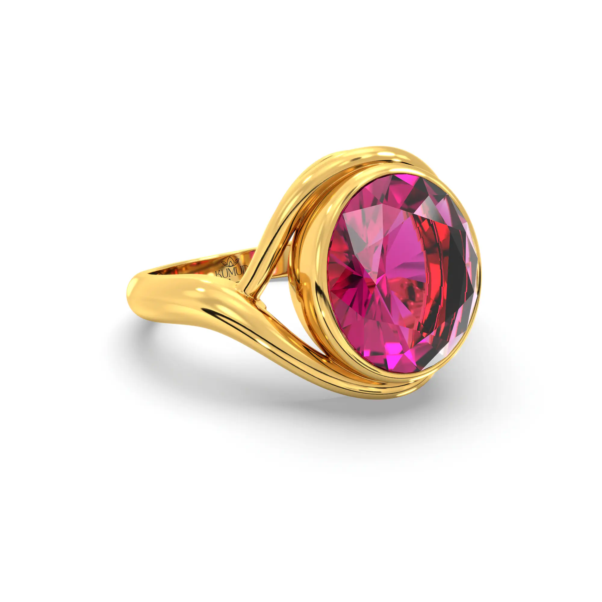 Ruby (Manik) Ring for Women in 22K Yellow Gold – Oval 9x8 mm, Prong Setting, 5 g (Design K16B-4) thumbnail