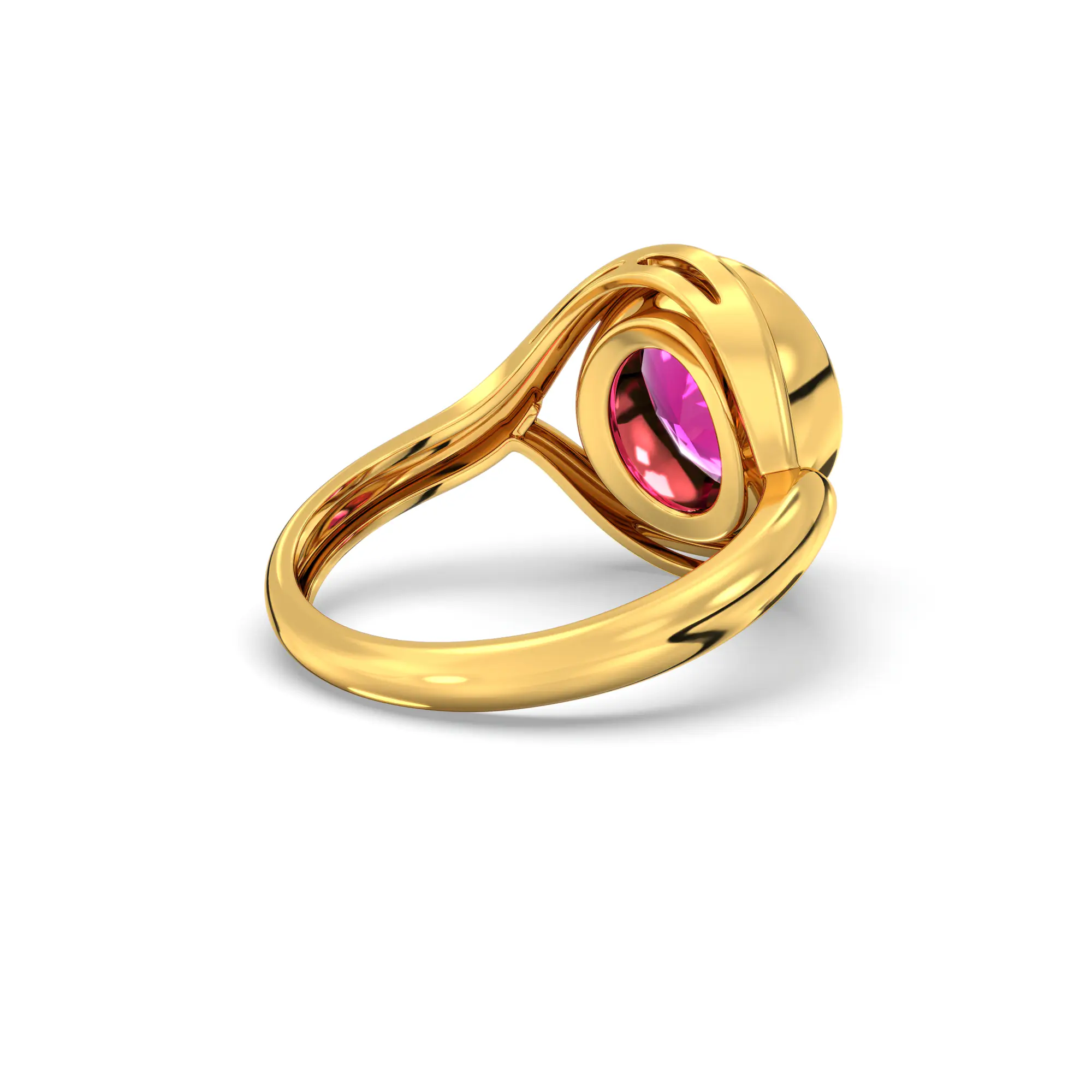 Ruby (Manik) Ring for Women in 22K Yellow Gold – Oval 9x8 mm, Prong Setting, 5 g (Design K16B-4) thumbnail